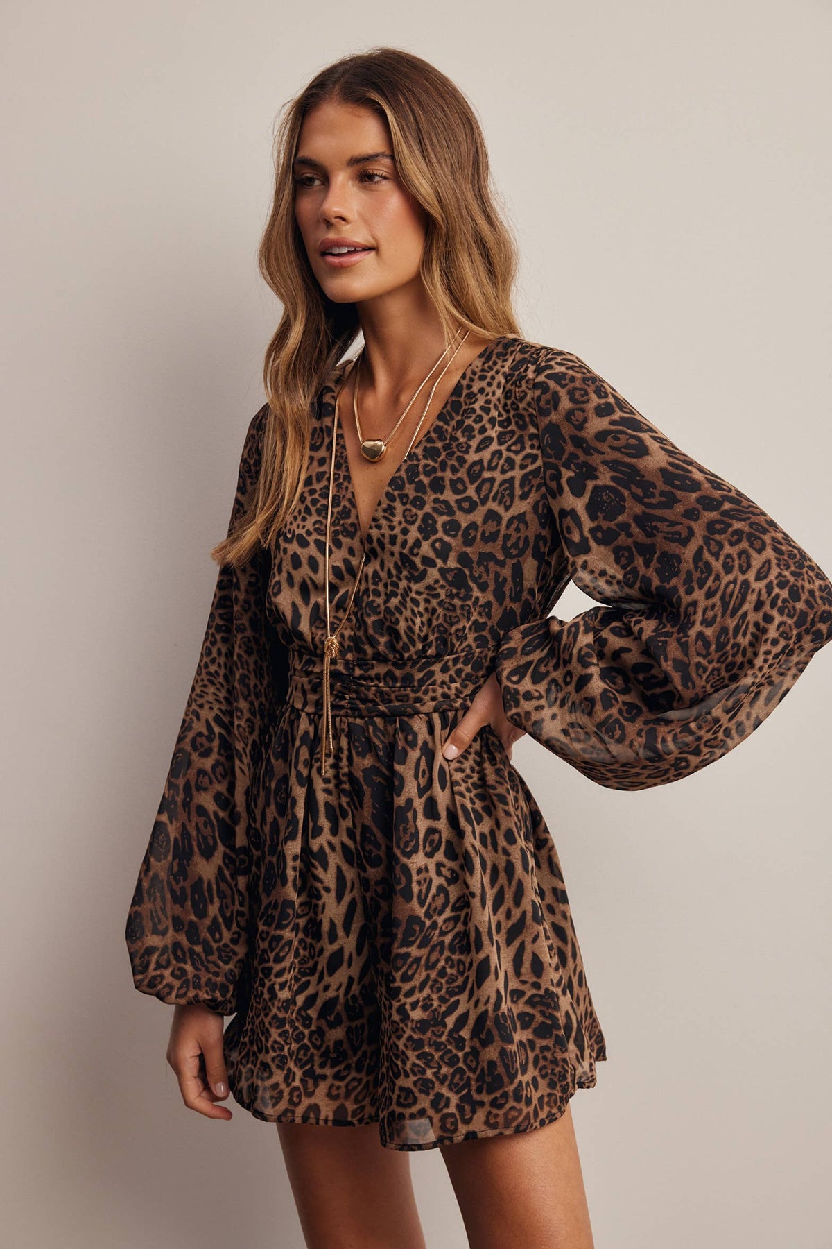 Codie Animal Print Surplice Romper
