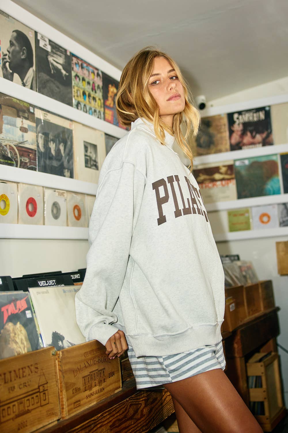 Valerie 'PILATES & YOGA' Print Reversible Mockneck Sweatshirt PREORDER