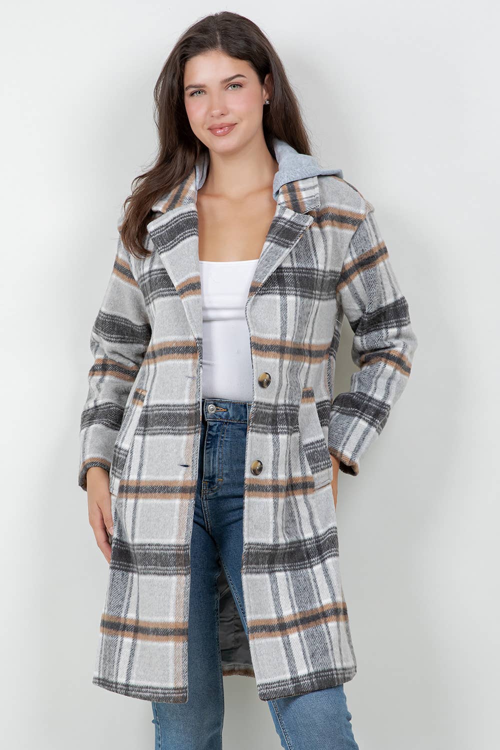 Tami Oversized Woolen Plaid Coat