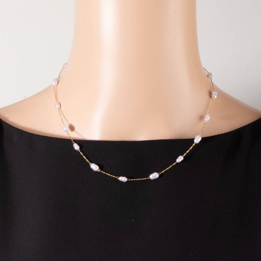 Aulei 14K Gold Dipped Pearl Paperclip Chain Necklace