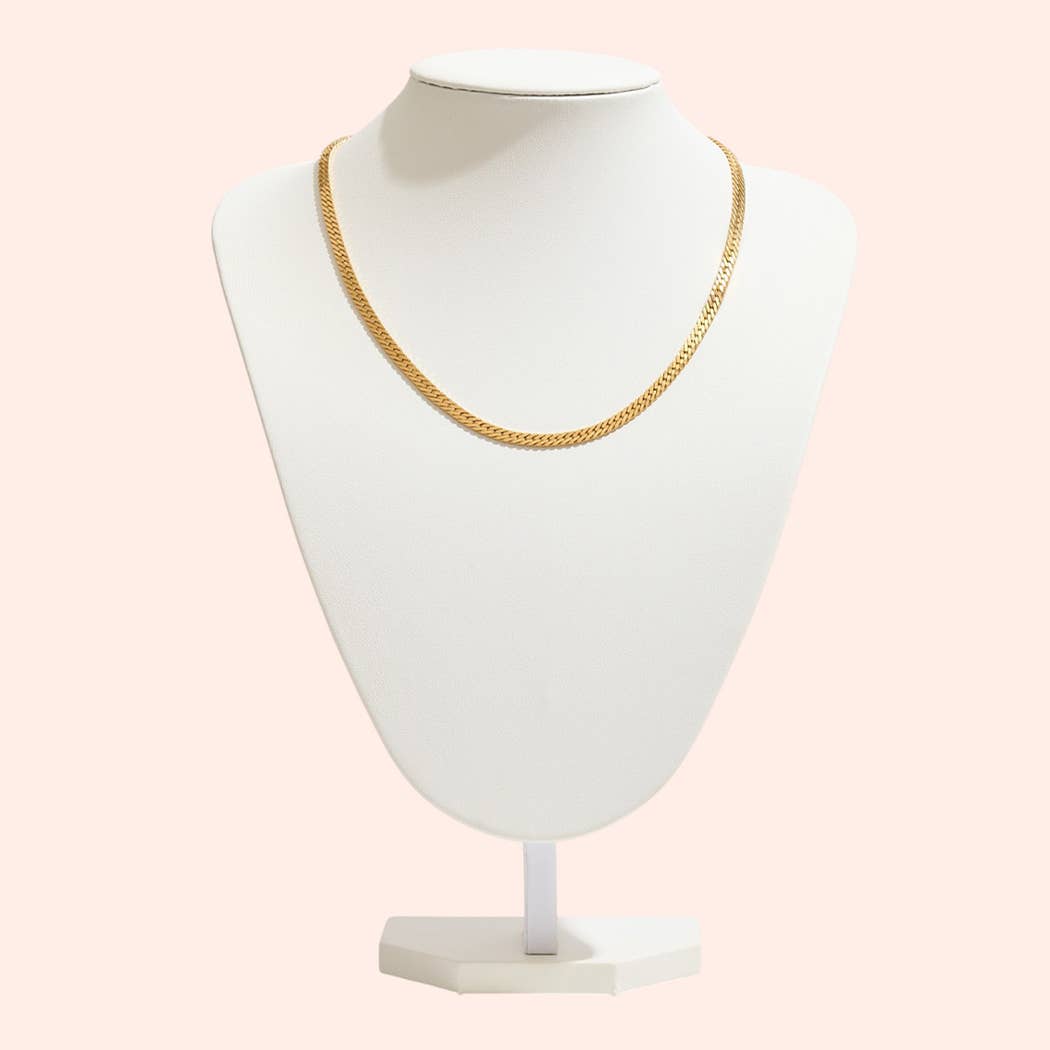 Nelson Gold-Dipped Flat Herringbone Chain Necklace