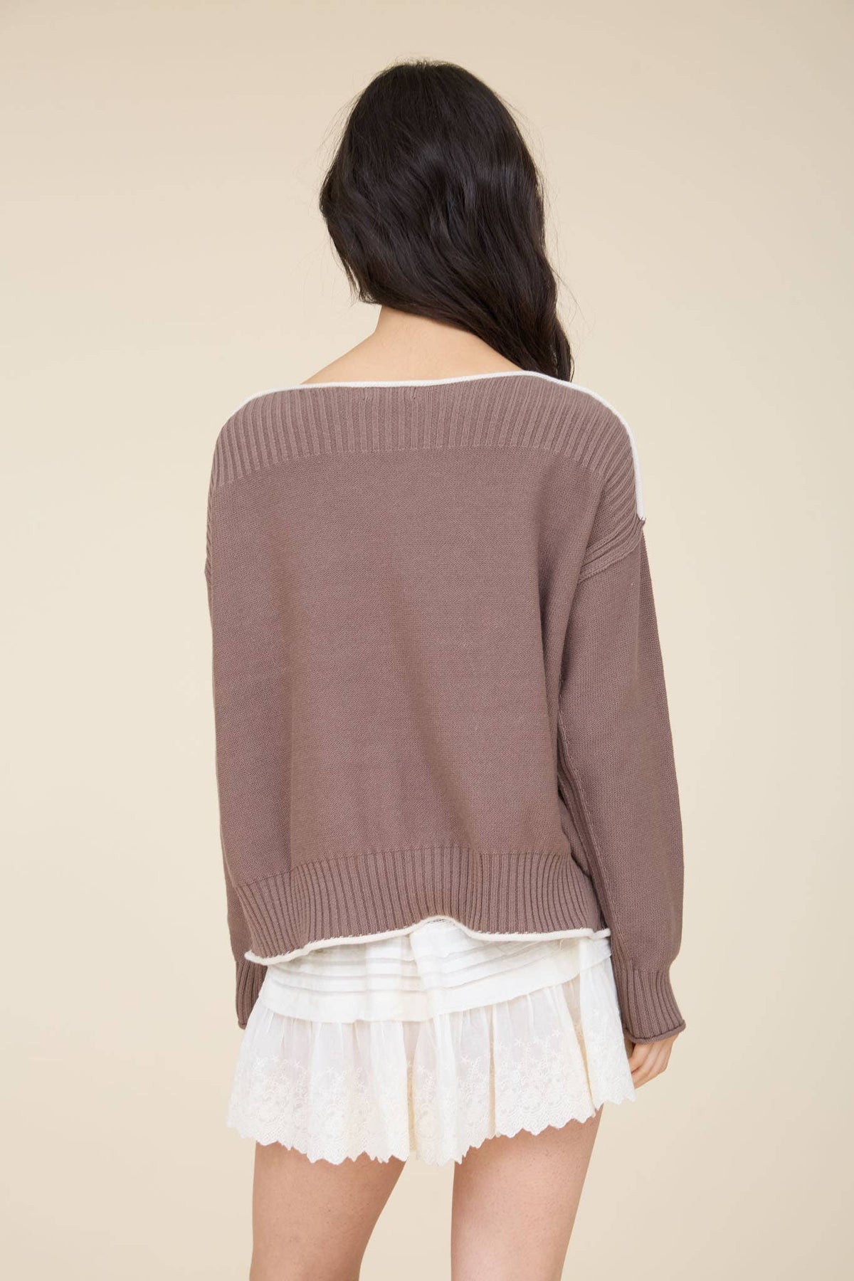 Ramone Contrast Boat Neck Sweater PREORDER