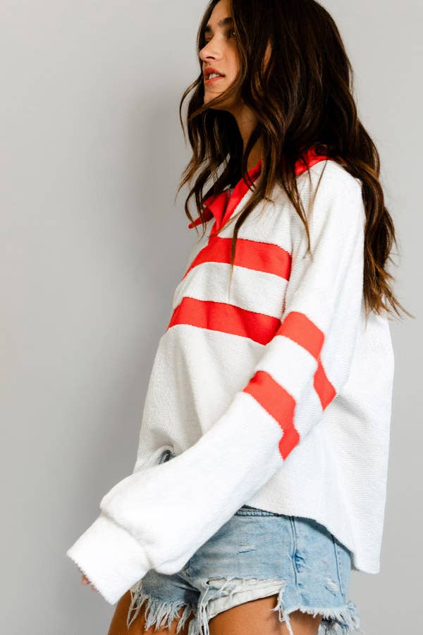 Tabitha Collared Neck Contrast Top