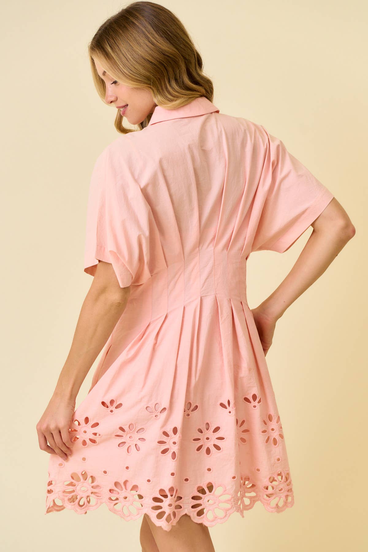 Stefanie Scallop Embroidered Shirt Dress FINAL SALE
