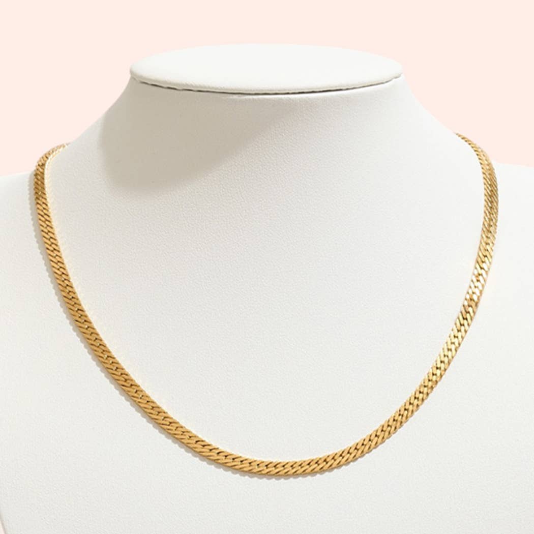 Nelson Gold-Dipped Flat Herringbone Chain Necklace