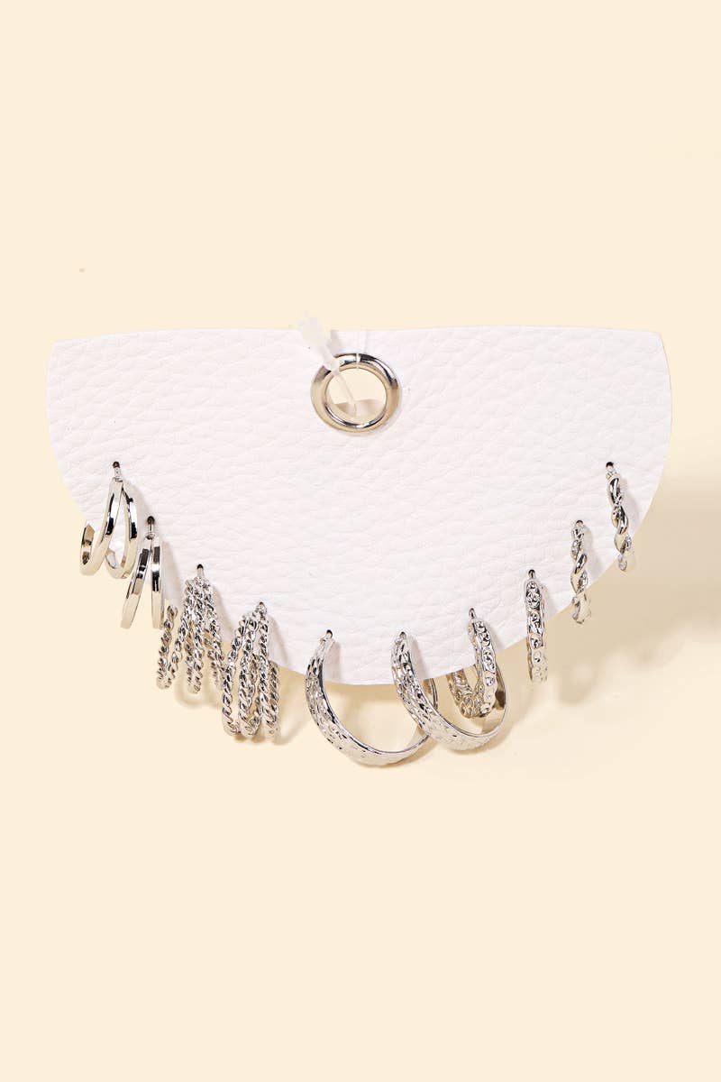 Paula Textured Twist Hoop Earrings Set