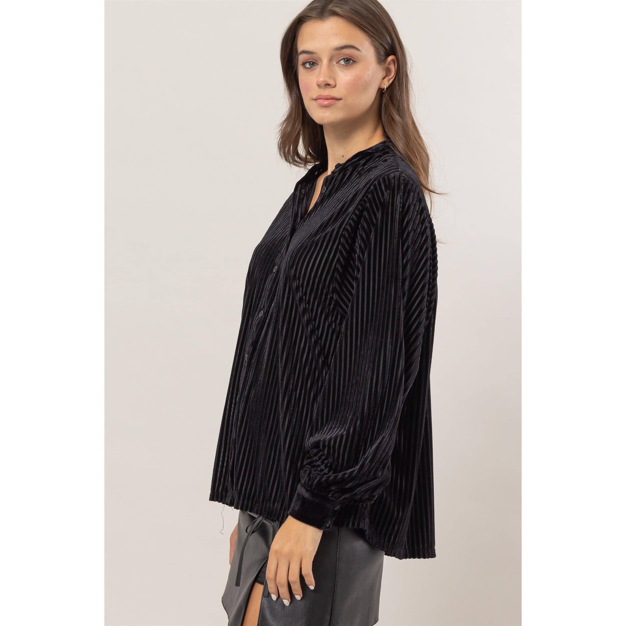 Vorheiss Velvet Striped Blouse FINAL SALE