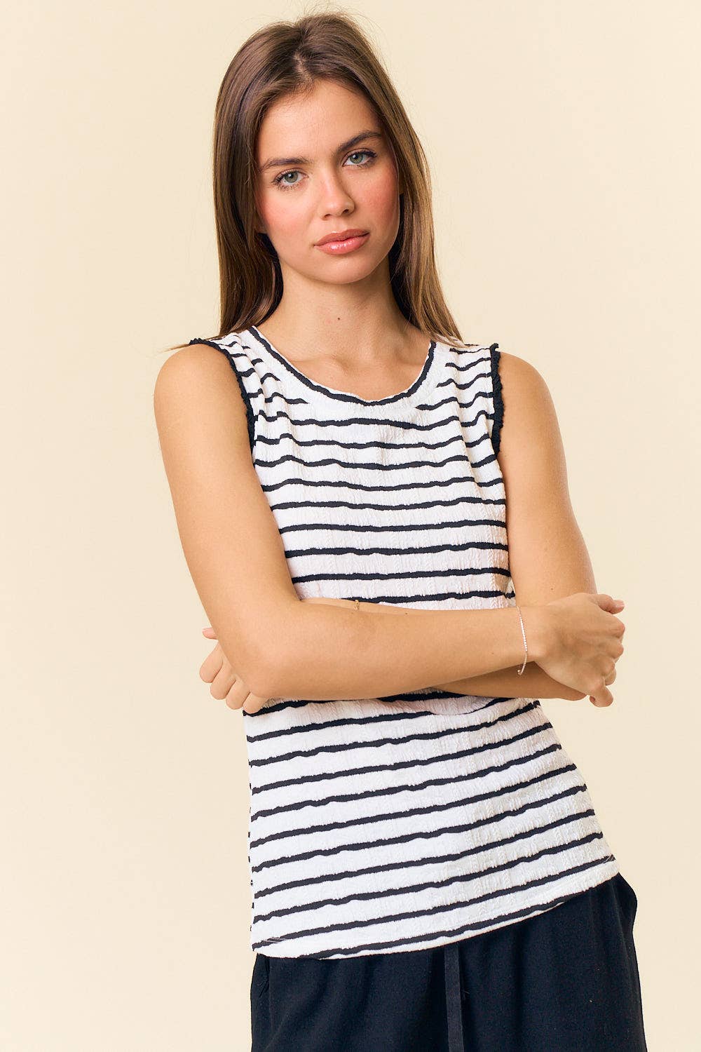 Boyle Stripe Ruffle Tank Top PREORDER