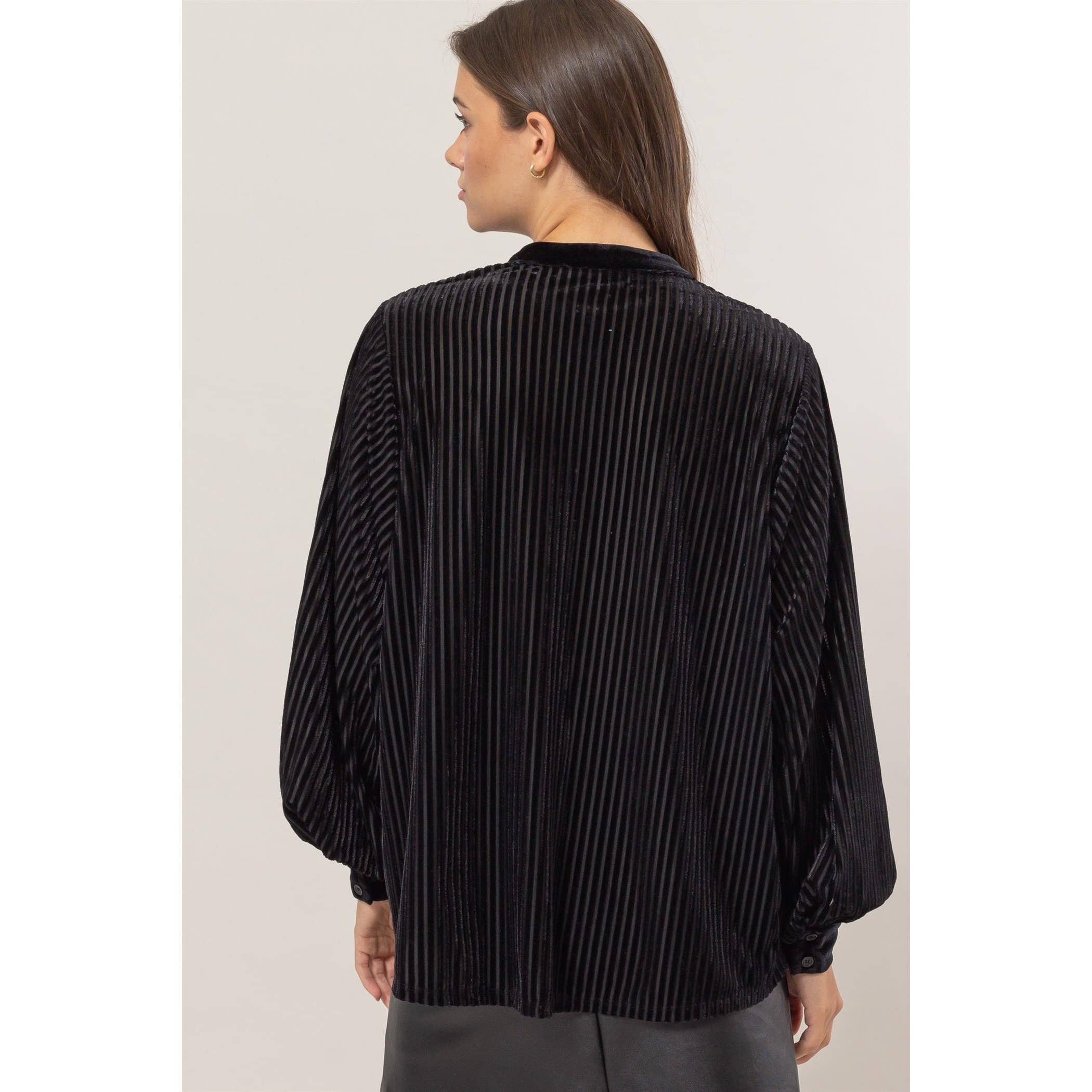 Vorheiss Velvet Striped Blouse FINAL SALE