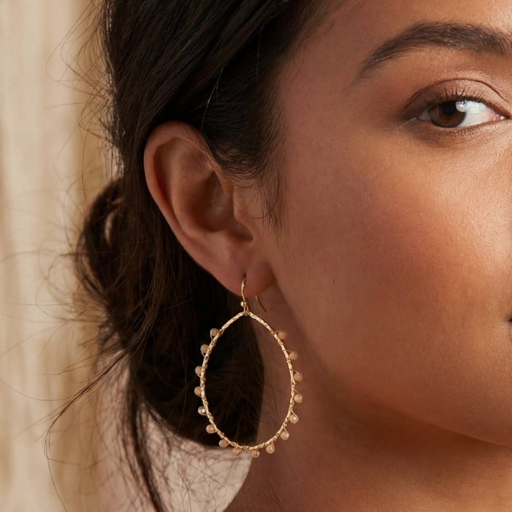 Arden Faceted Glass Beaded Oval Dangle Earrings