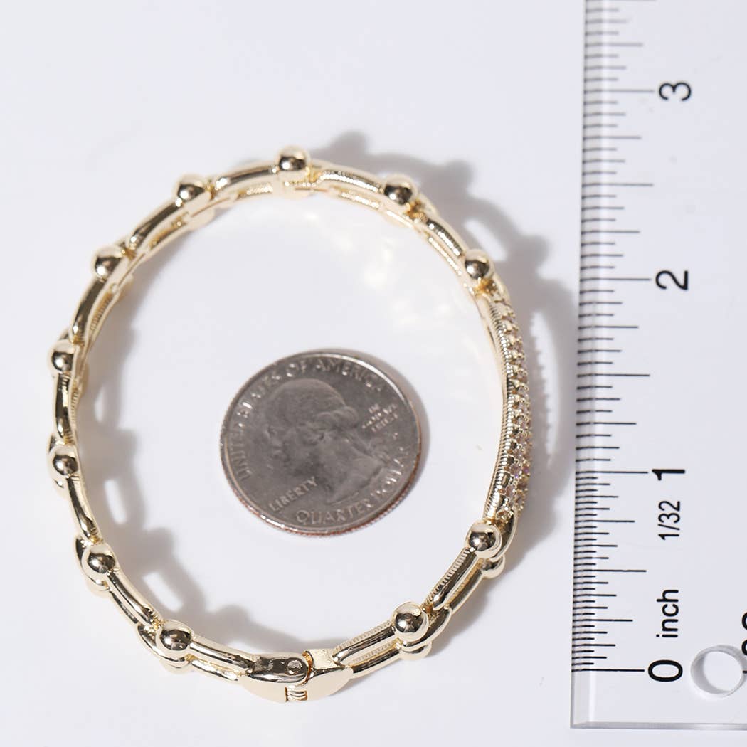 Darby Linked Chain Pave Bar Bangle Bracelet