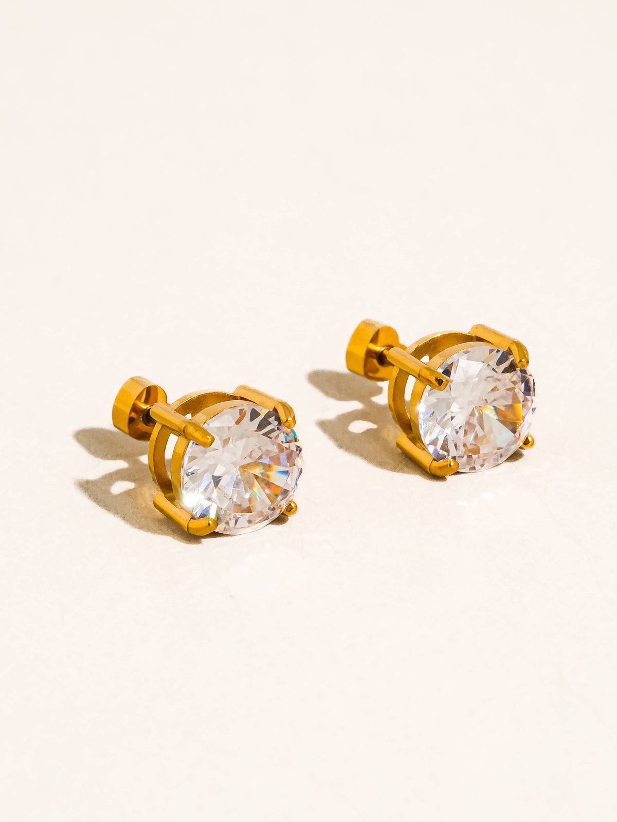 Flânerie by MAIQ Avenn 18K Gold Non-Tarnish Round CZ Flat Back Earrings