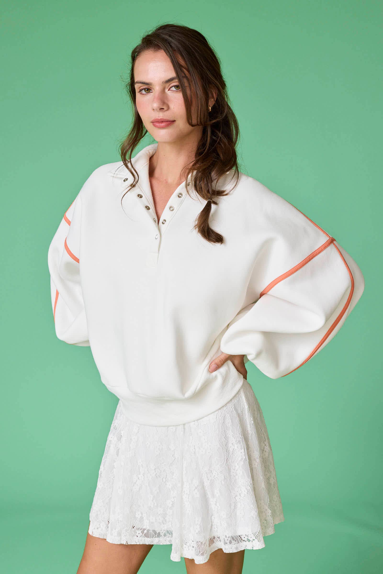 Alexa Contrast Piping Pullover