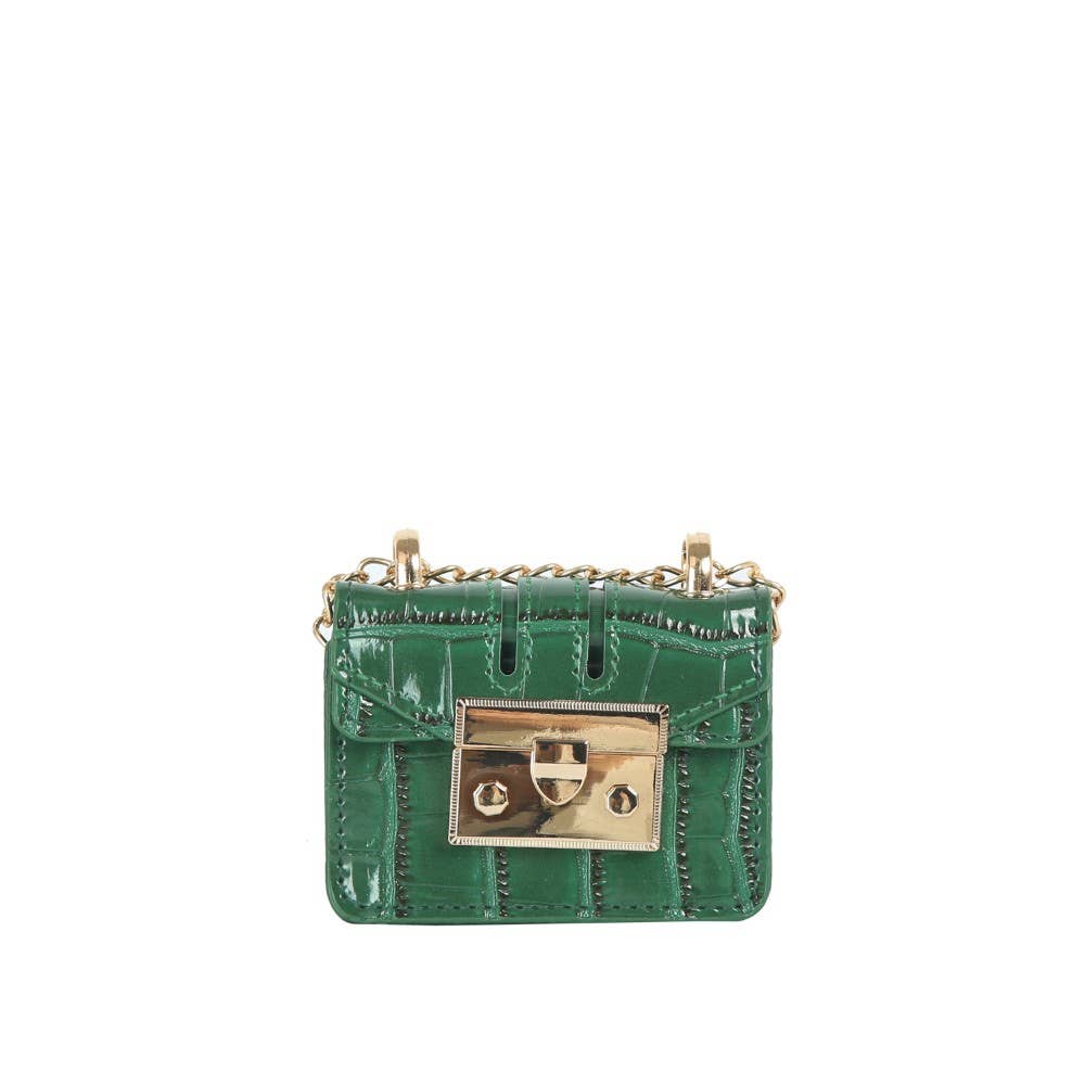 Axel Croc Embossed Micro Mini Flap Bag With Chain (2 Colors!)