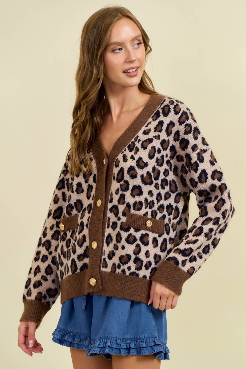 Laci Leopard Button Up Cardigan Sweater