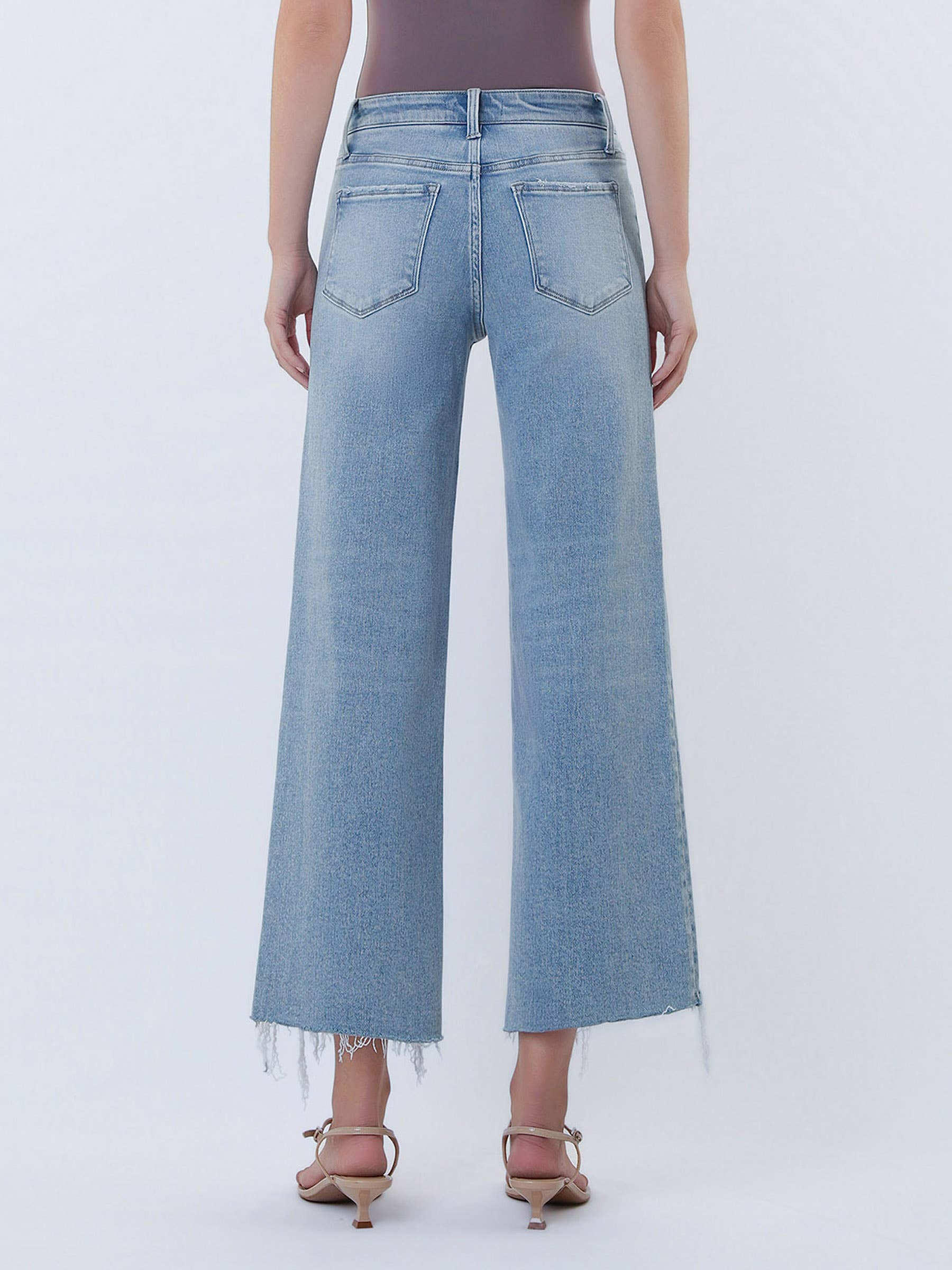 Vervet Ramsey High Rise Distressed Hem Crop Wide Jeans PREORDER