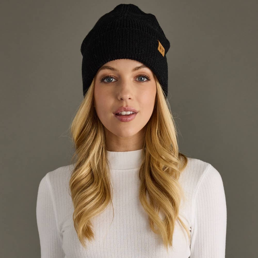 Warren Black Knit Beanie