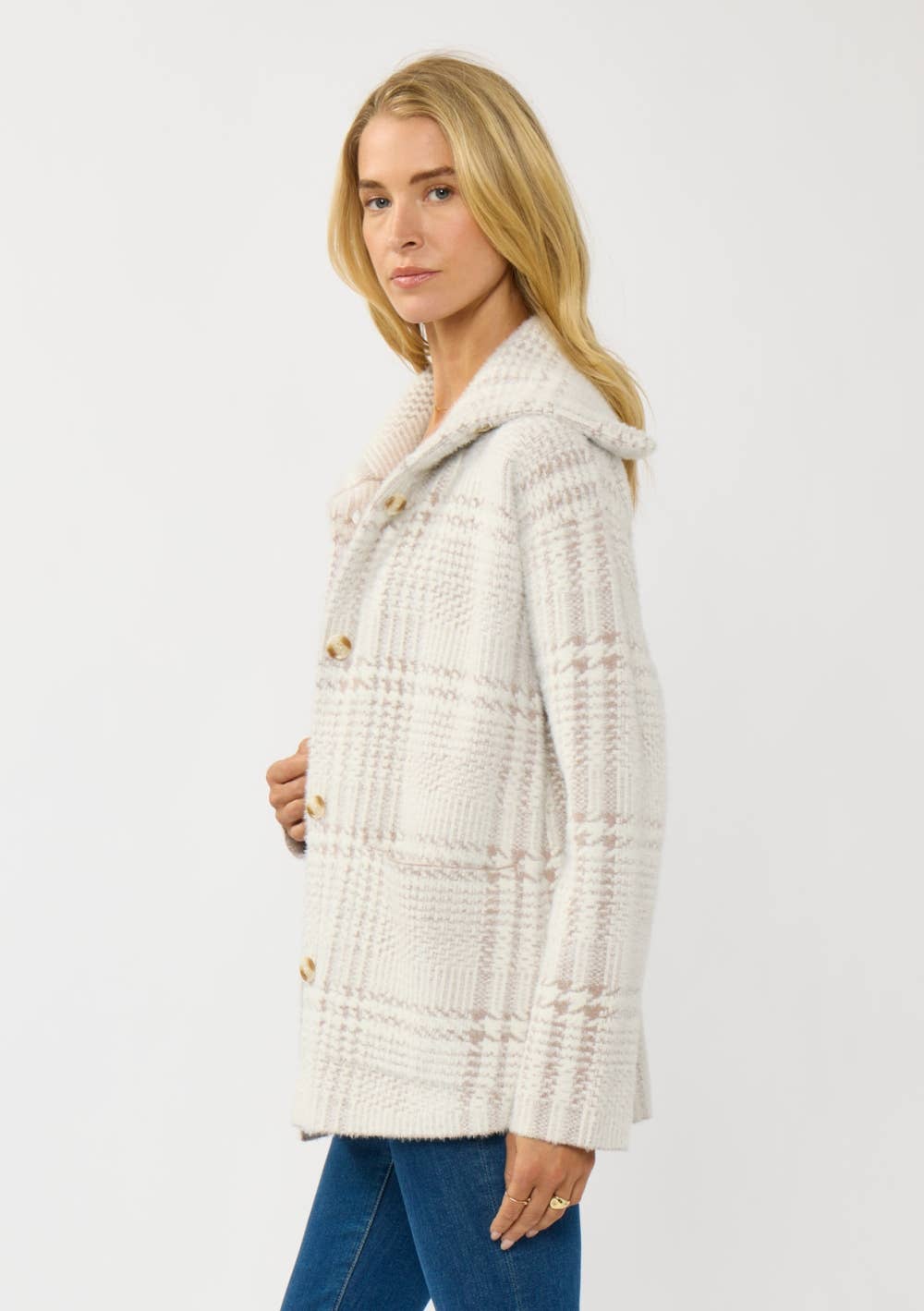 Frank Plaid Button-Up Sweater Jacket PREORDER