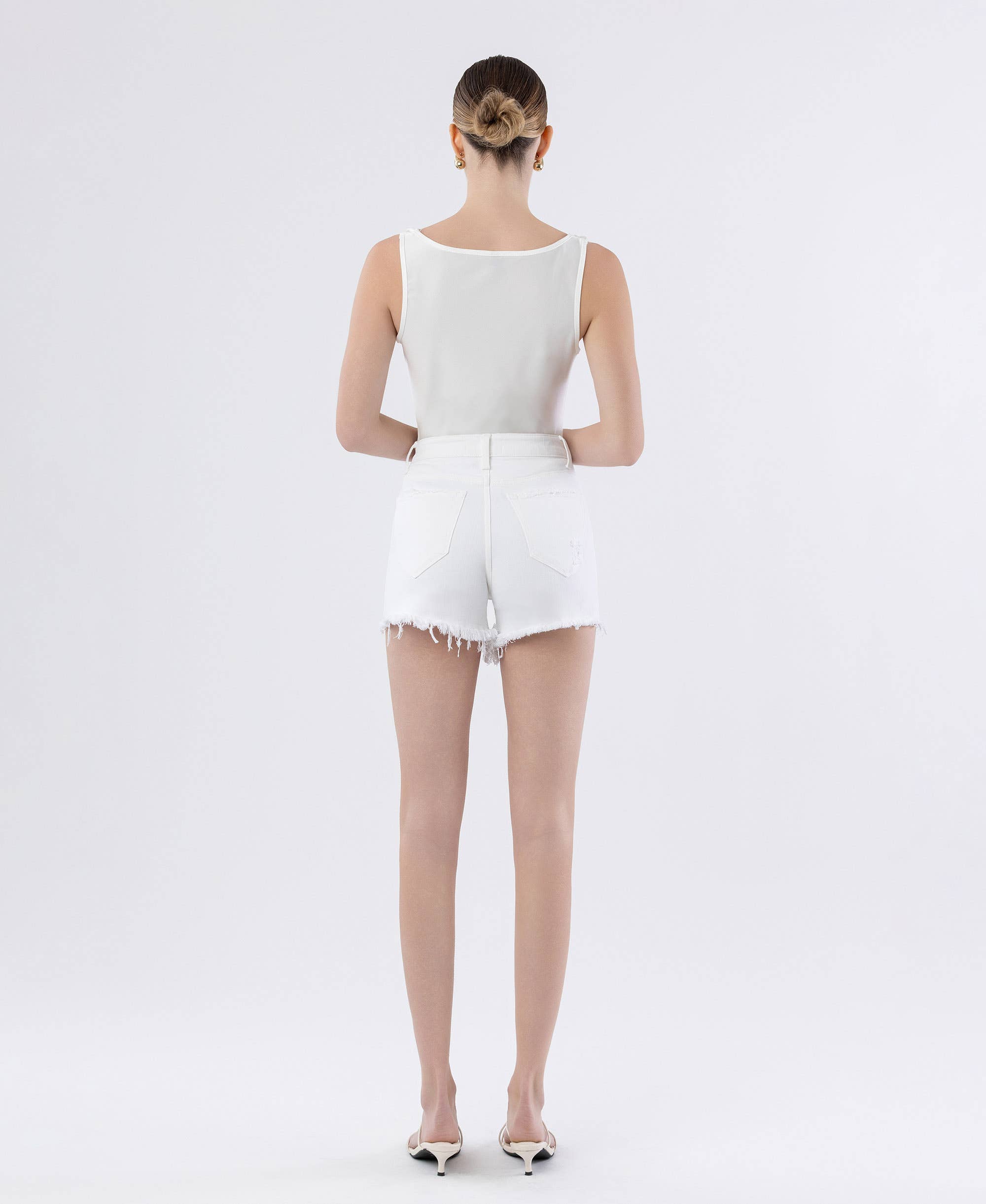 Loveret Super High Rise White Denim Shorts