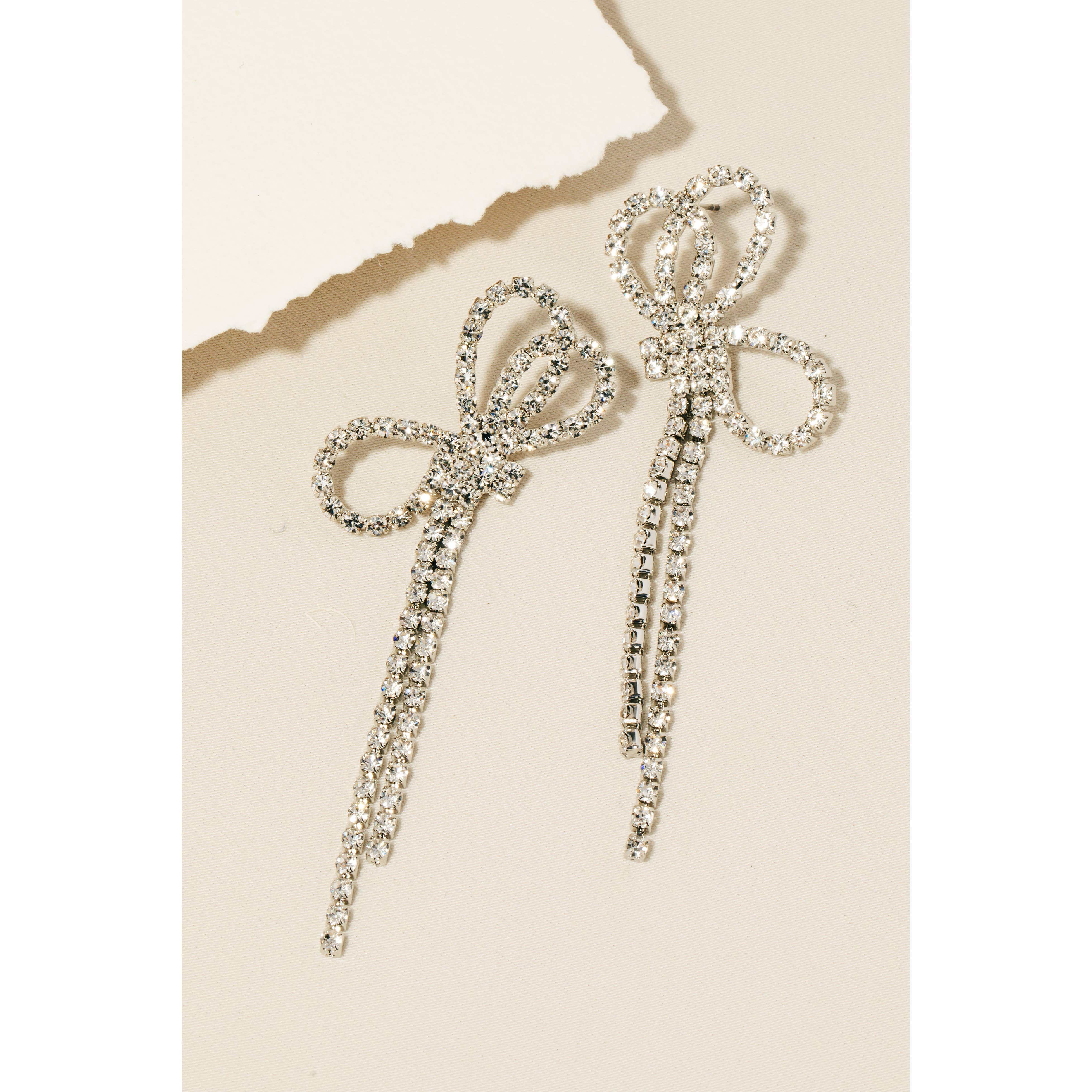 Molly Rhinestone Studded Ribbon Bow Earrings