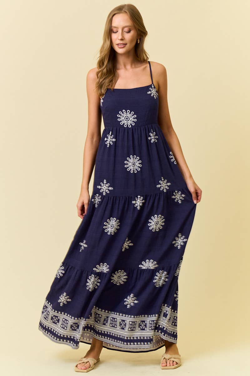 Rebble Print Maxi Dress