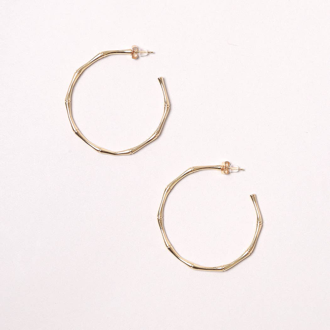 Dia 14K Gold-Dipped Textured Hoop Post Earring (2 Colors!)