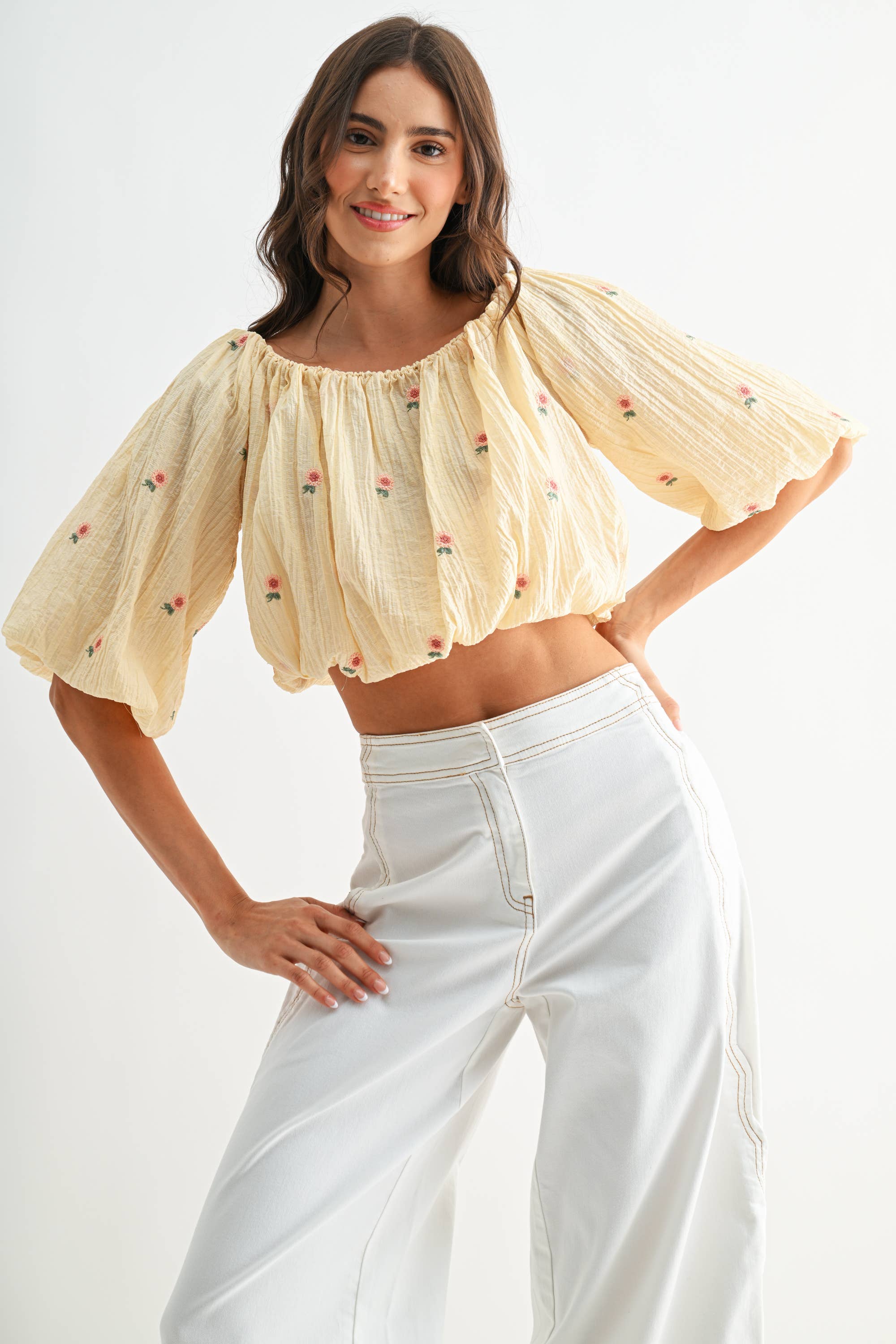 Viktor Off-Shoulder Floral Embroidered Blouse
