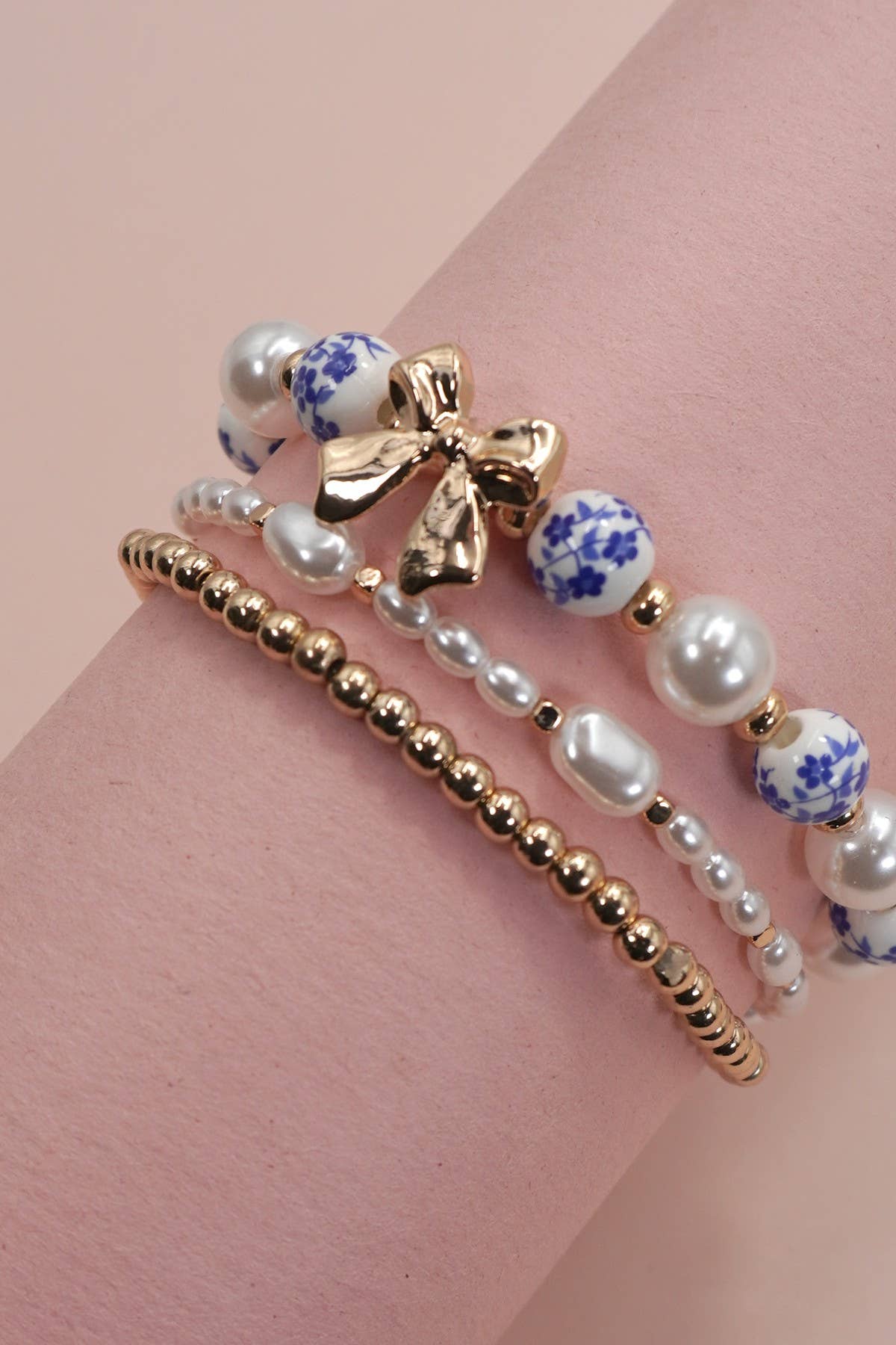 Connor Blue Ceramic Bow Bracelet Set