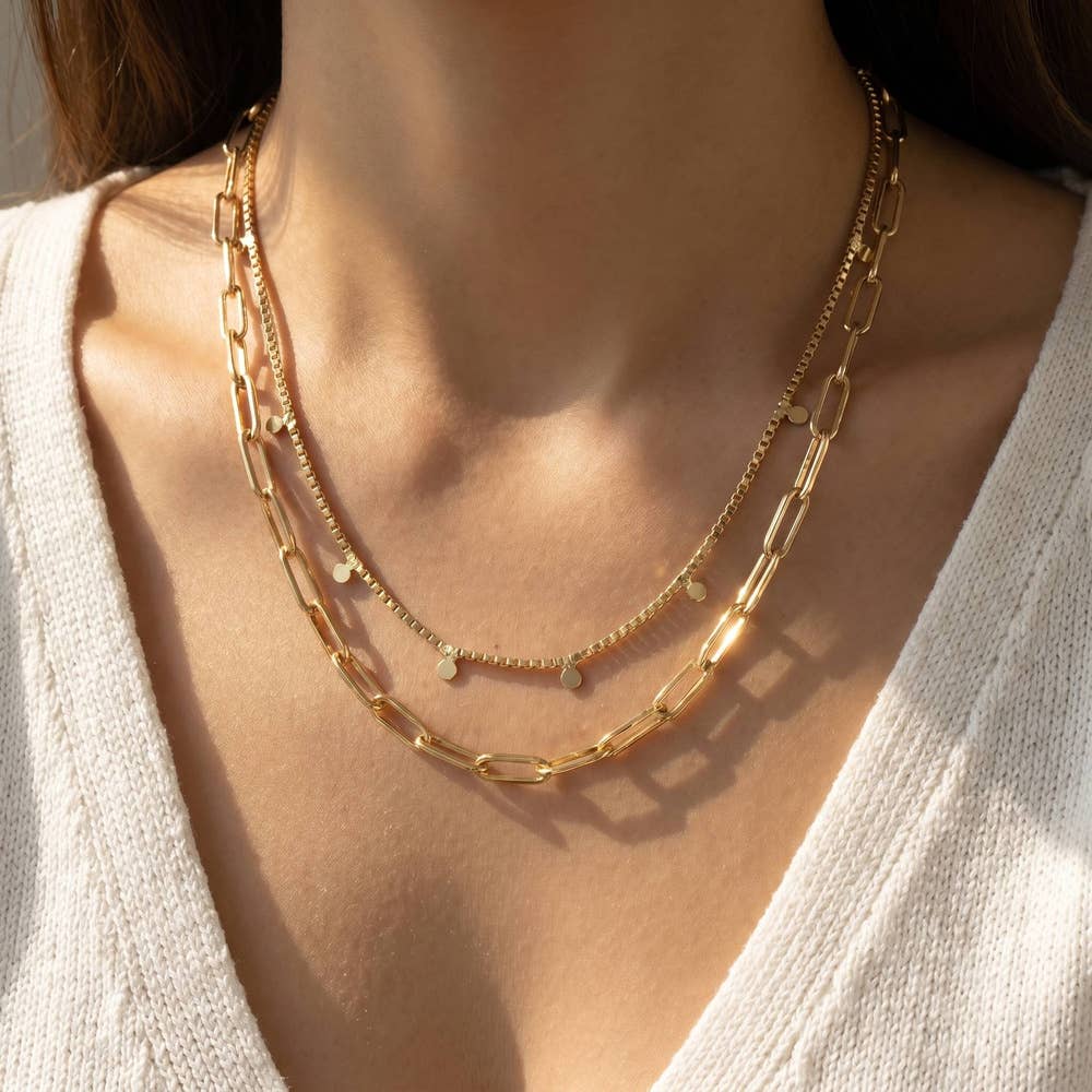 Allessa Gold Dipped Layered Mixed Chain Necklace (2 Colors!)