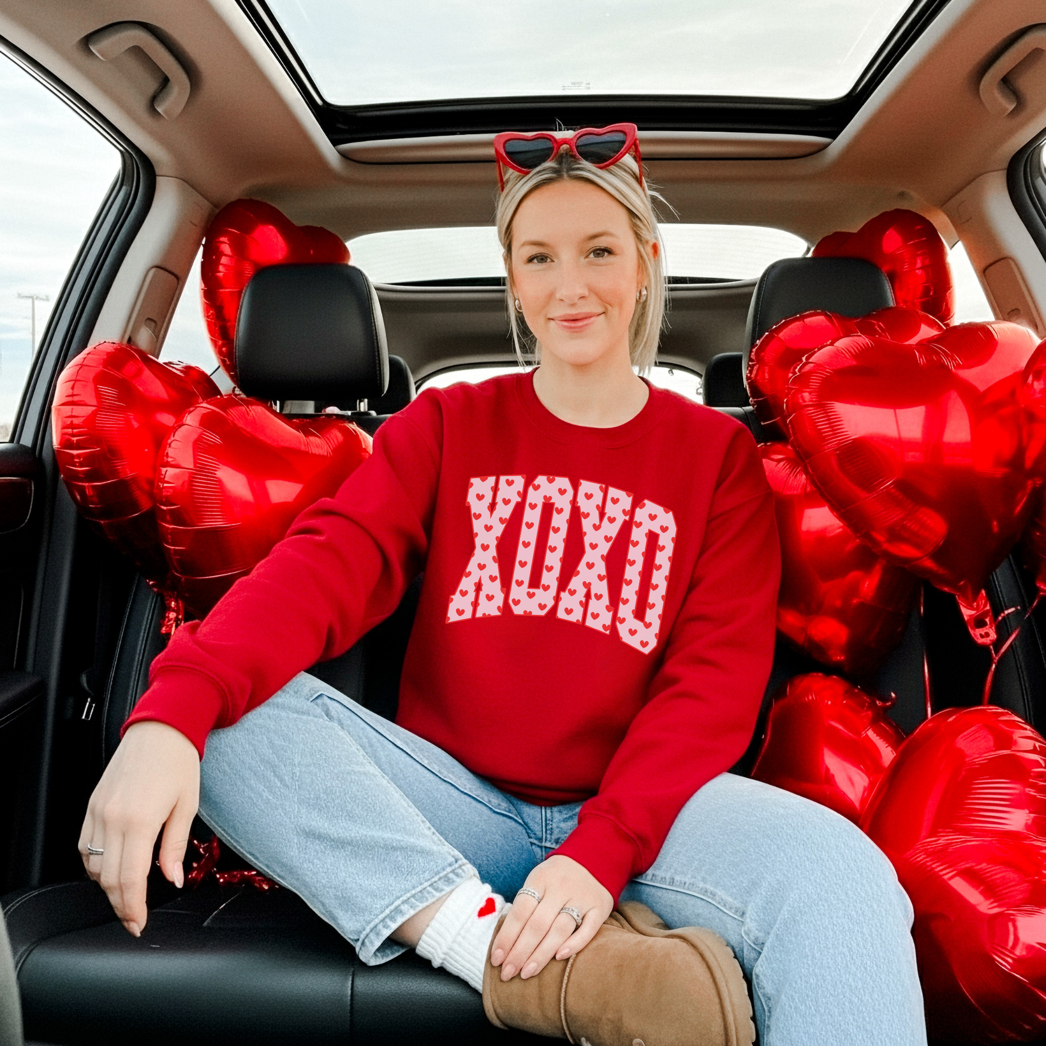 XO Heart Print Valentine Crewneck Sweatshirt FINAL SALE
