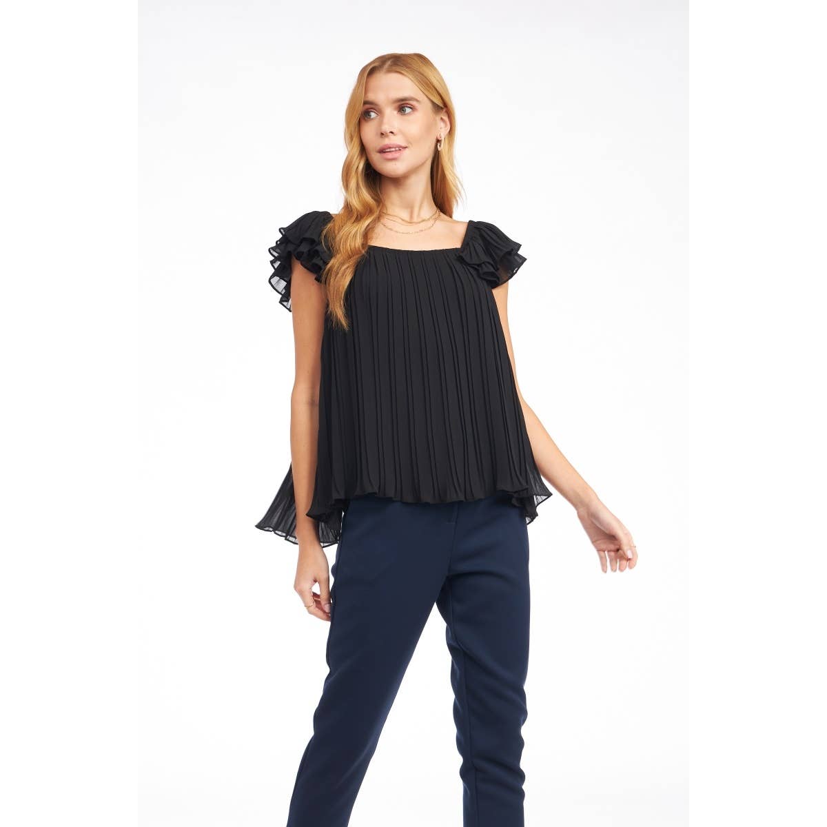Beggs Double Pleated Line Blouse