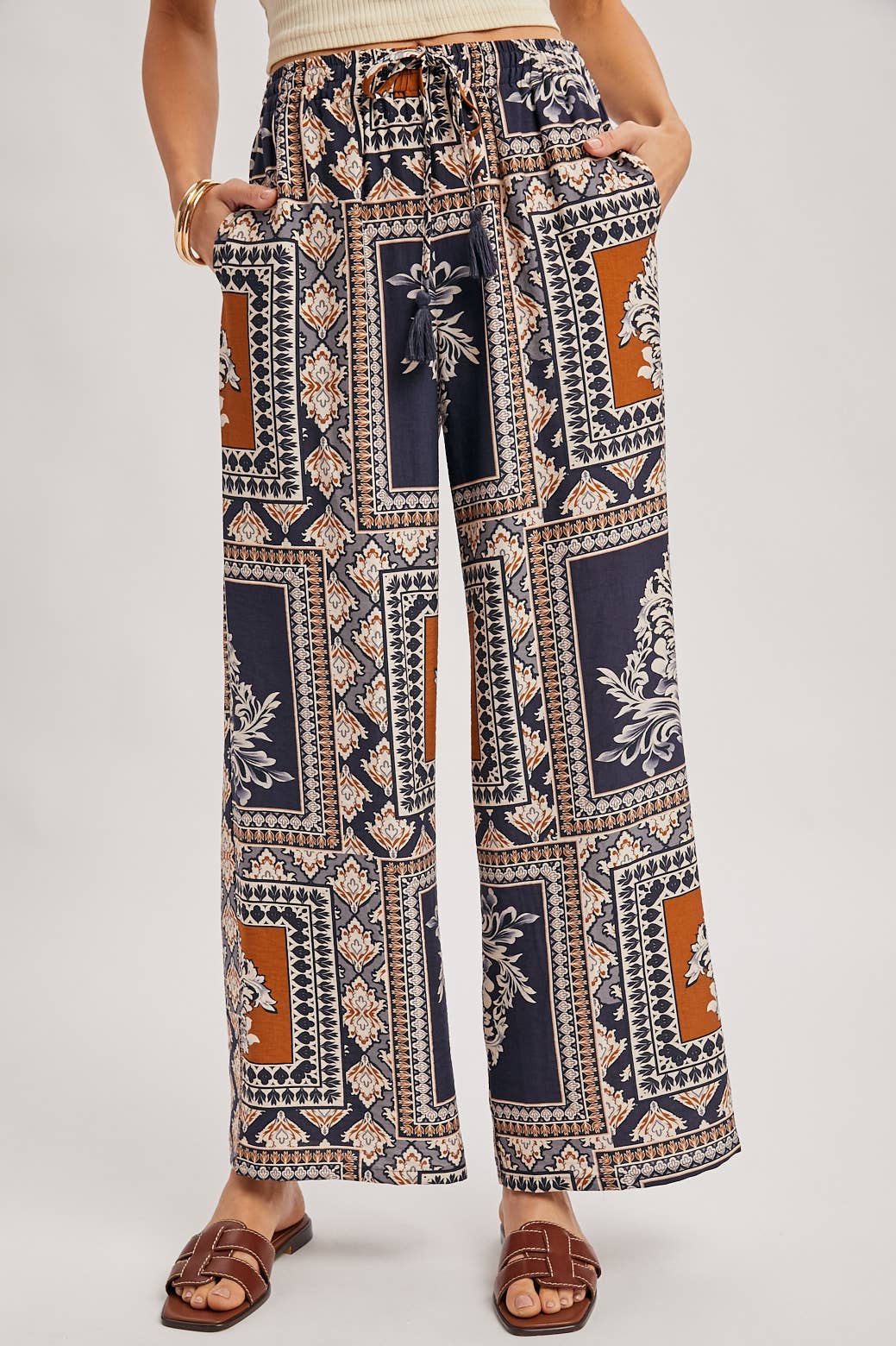Viki Boho Print Wide Leg Pants