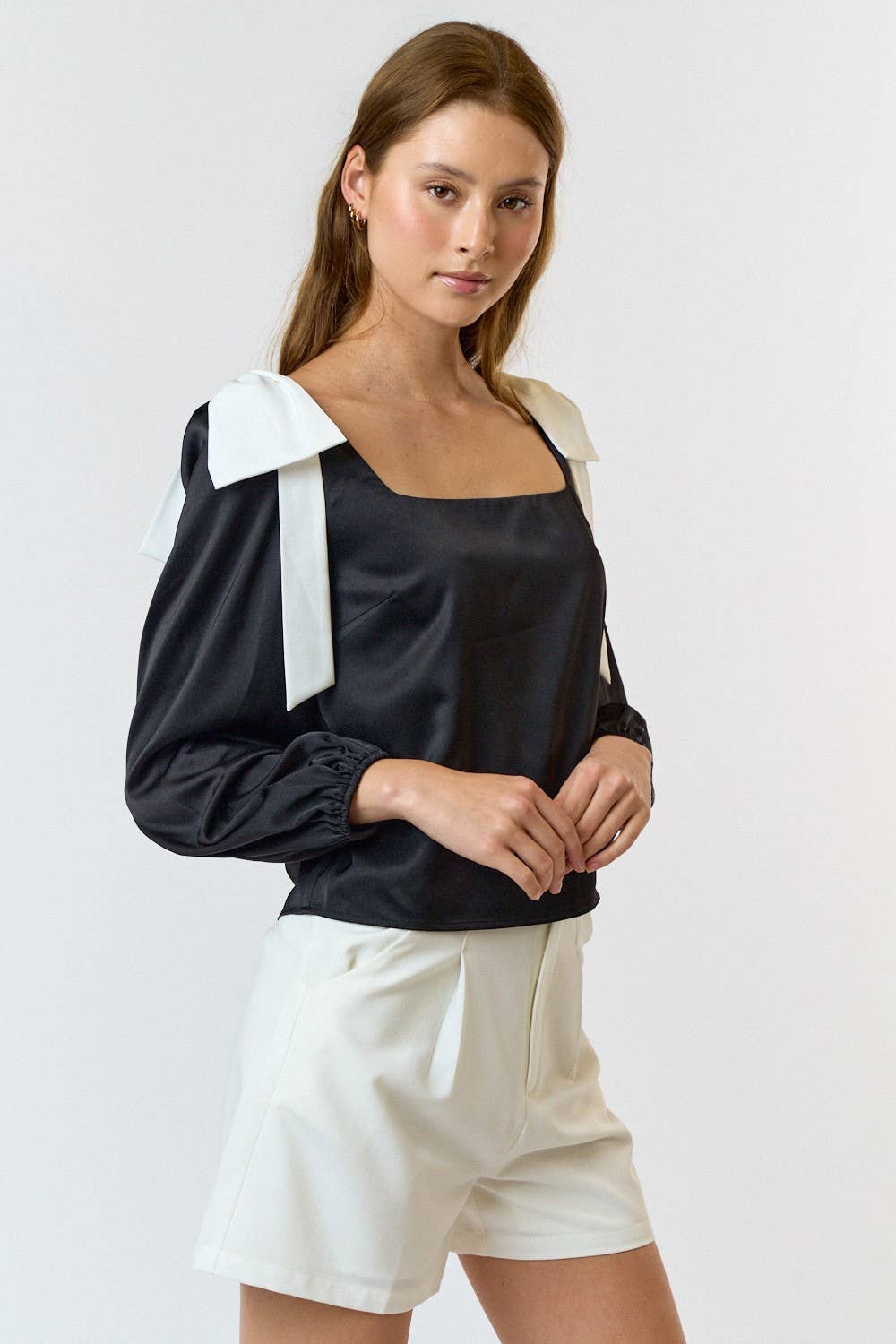 Lulu Bow Shoulder Top -Large Only! FINAL SALE