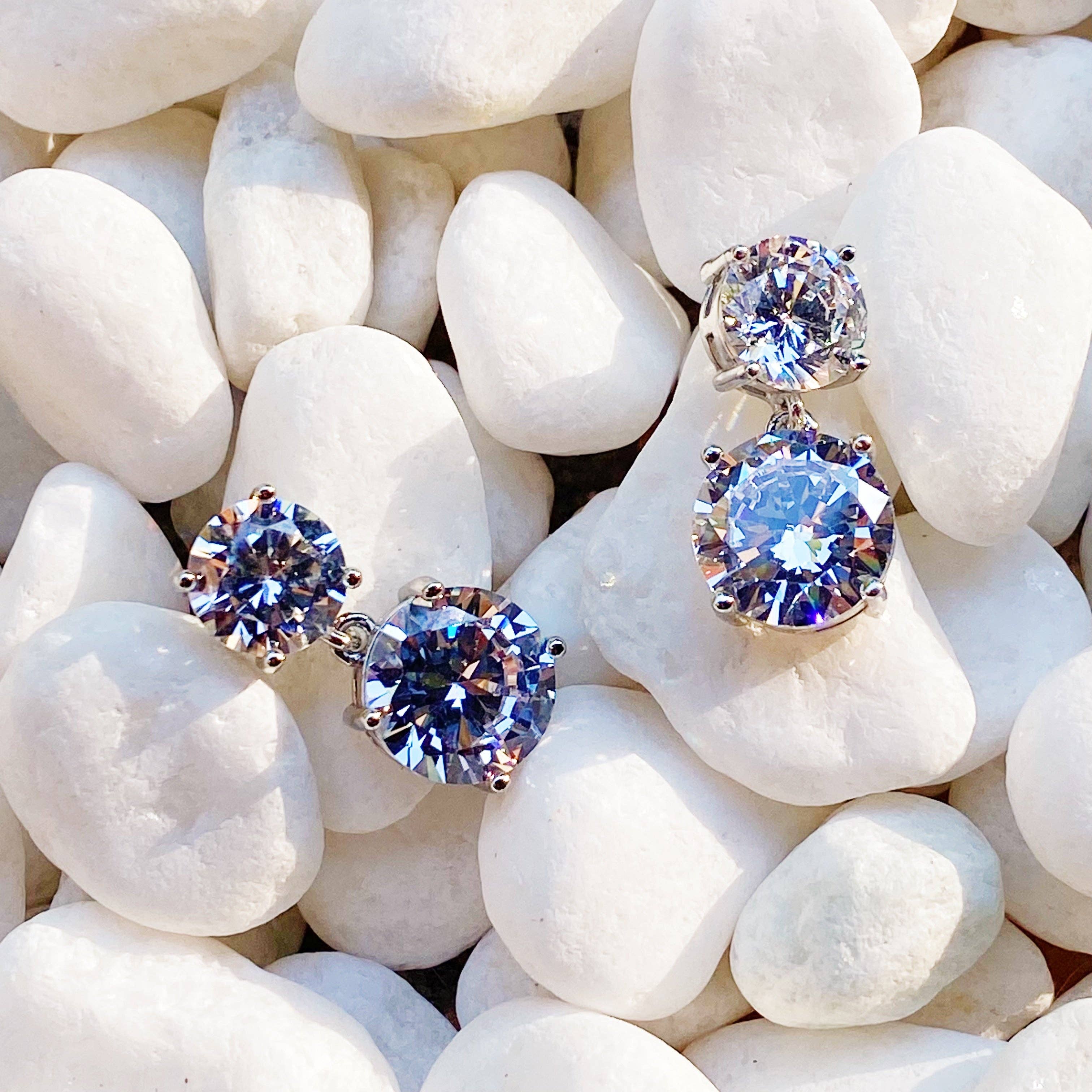 Delany Double Diamond Dangle Earrings