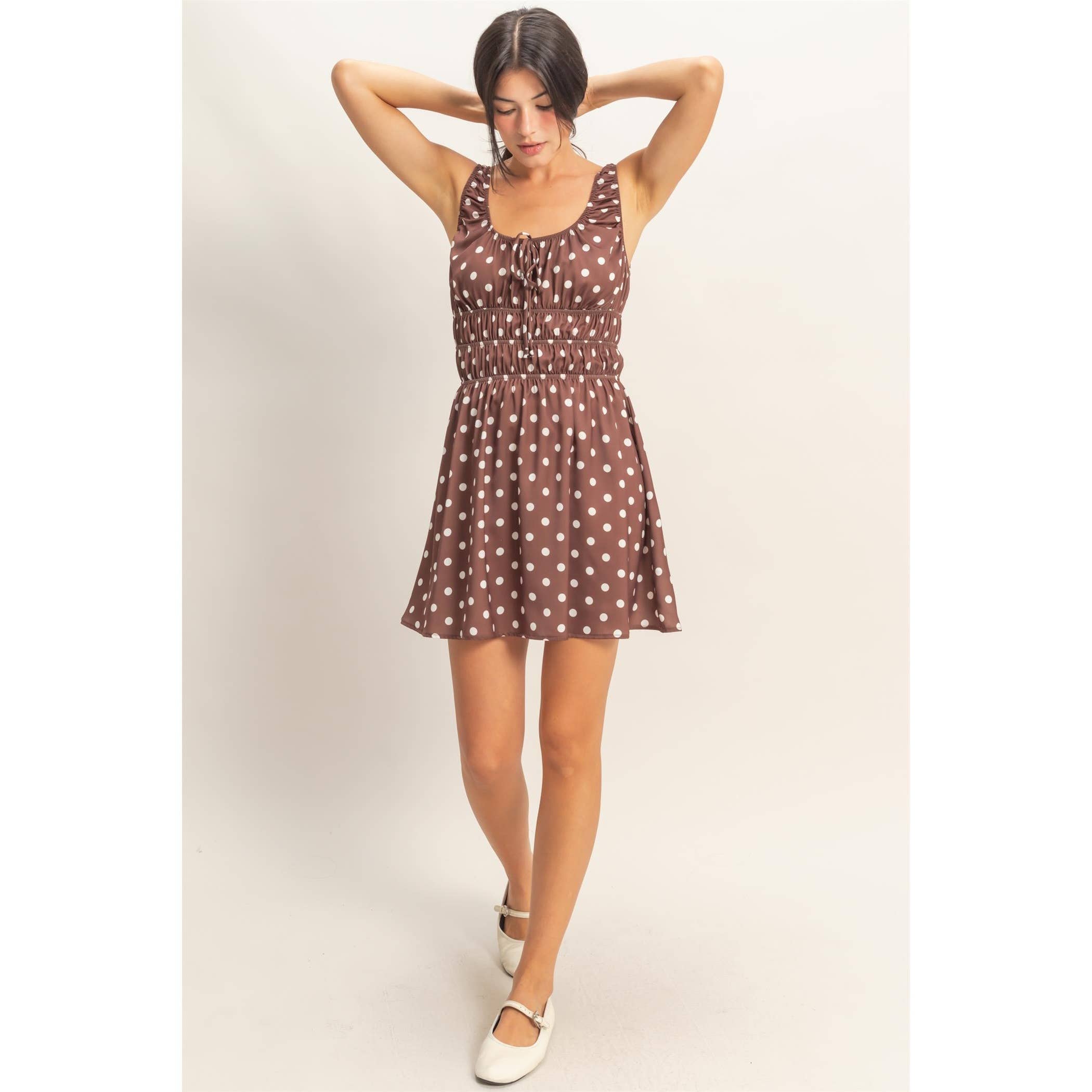 Rima Satin Polka Dot Mini Dress