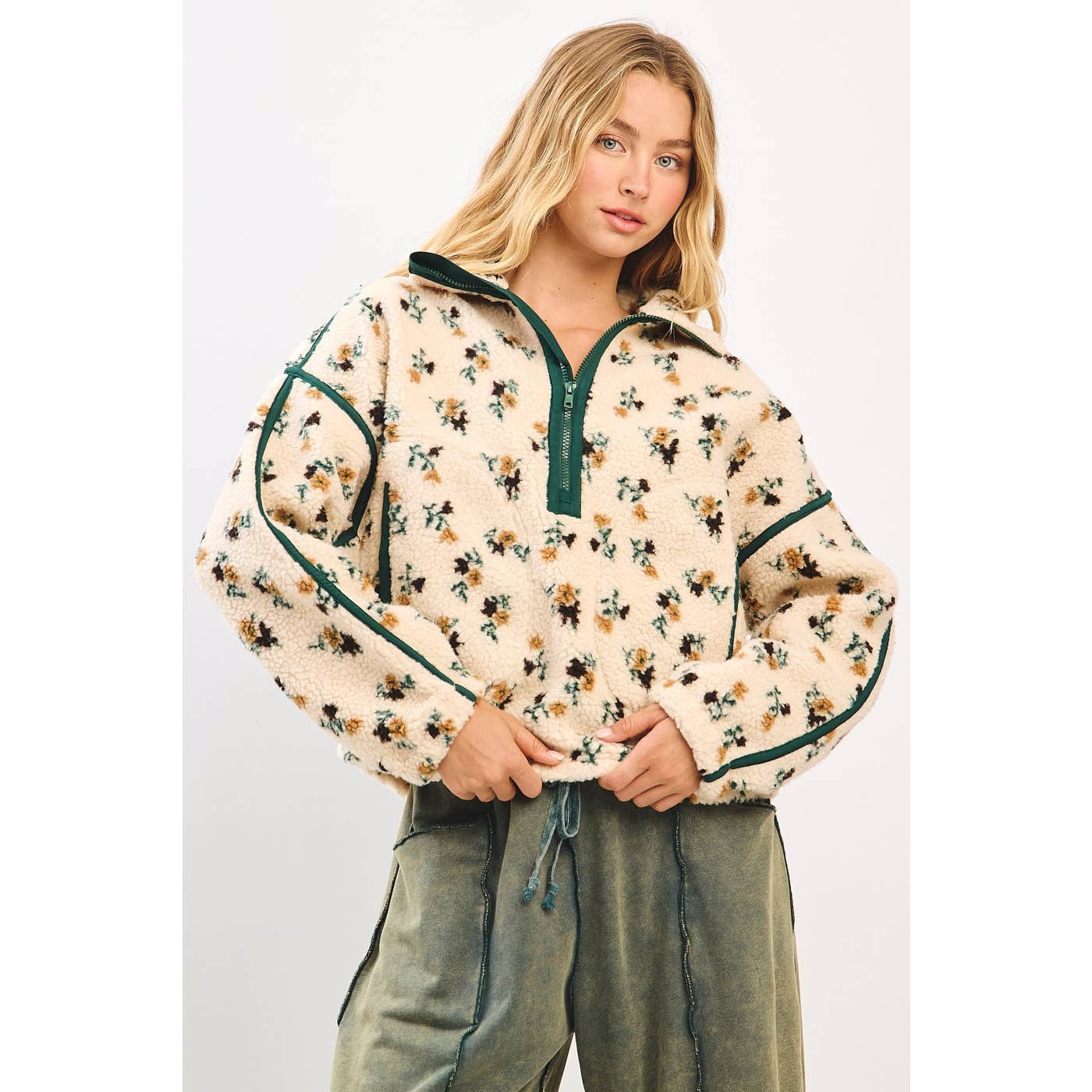 Boise Floral Fleece Zip Pullover