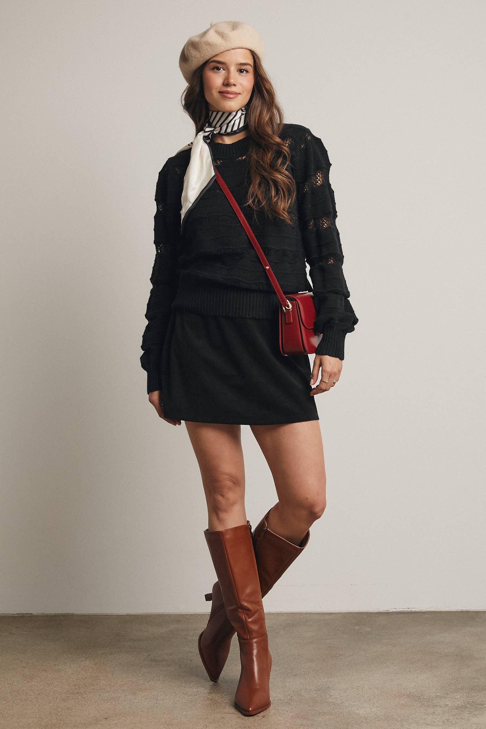 Linkin Pointelle Stripe Knit Pullover