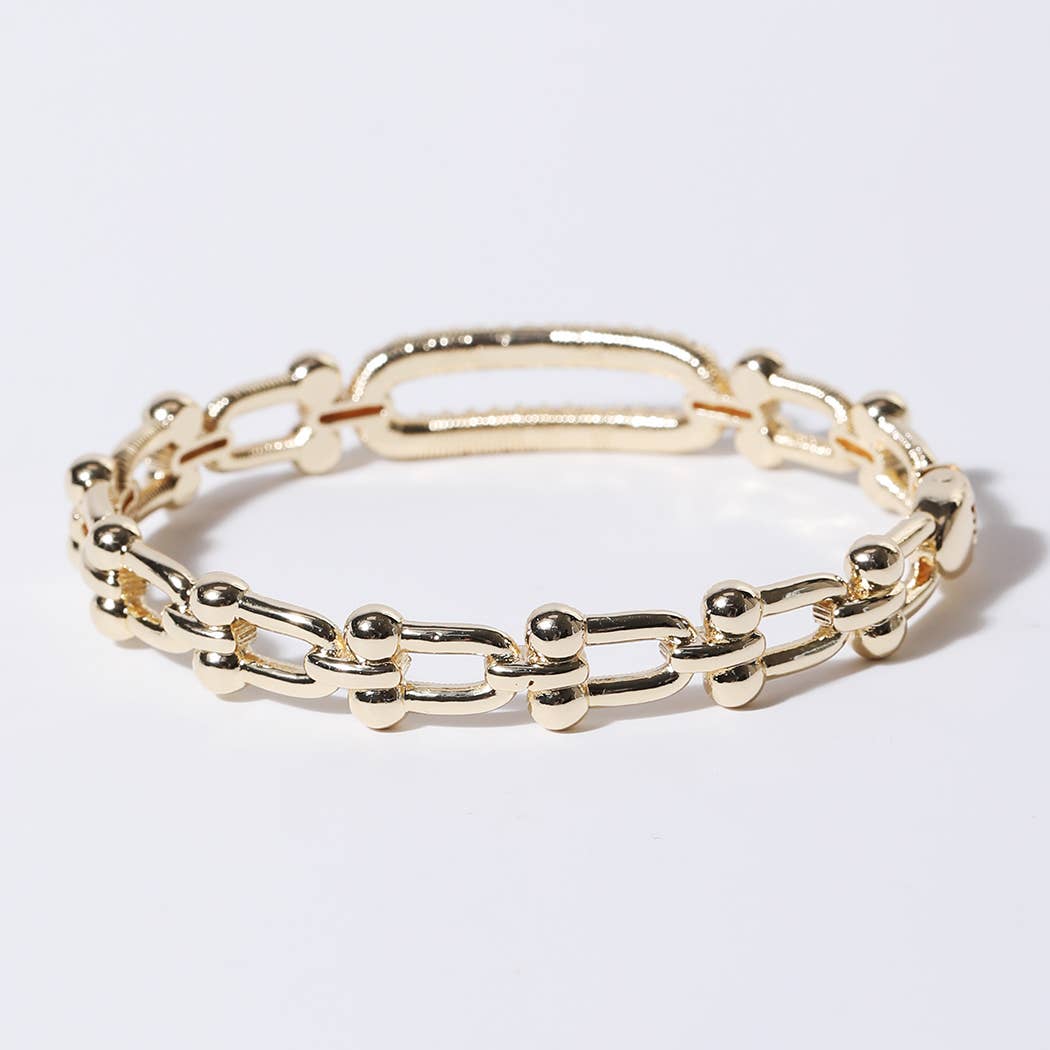 Darby Linked Chain Pave Bar Bangle Bracelet