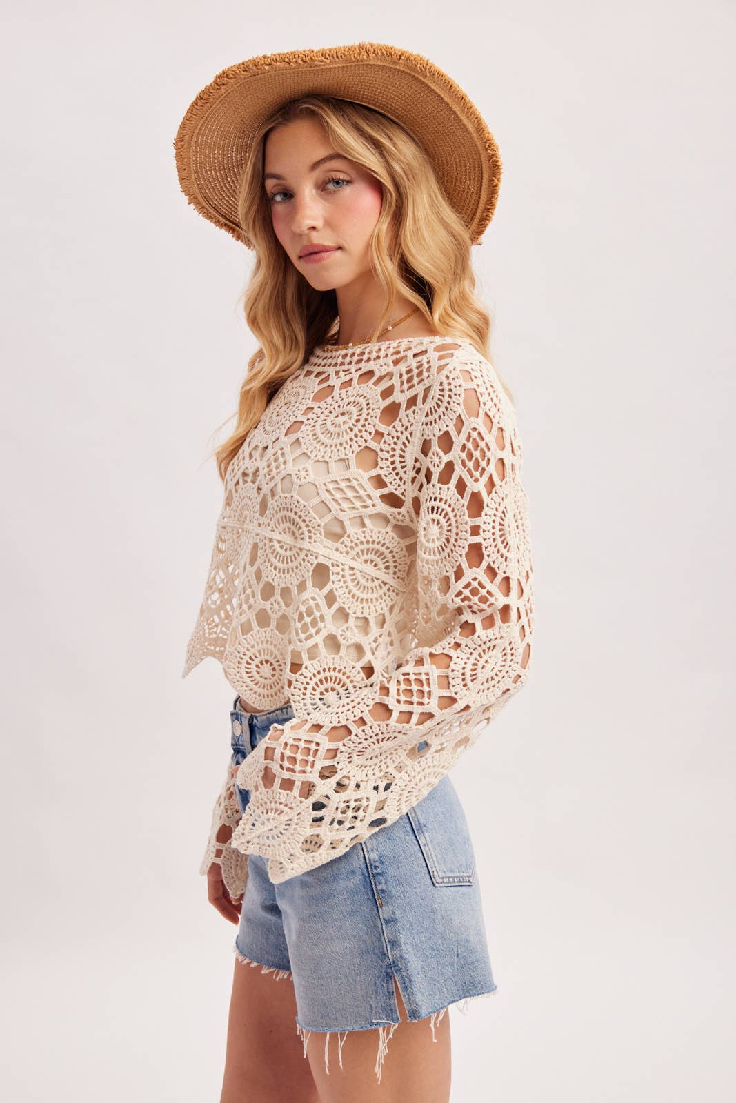 Voter Open Crochet Knit Top
