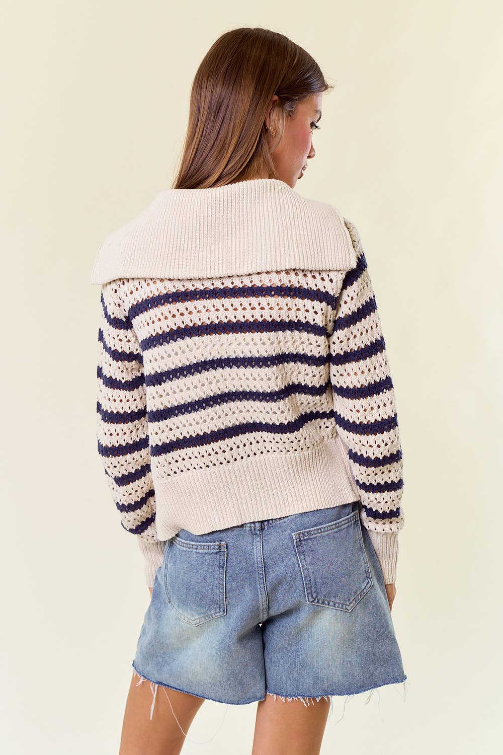 Roary Stripe Pointelle Knit Cardigan