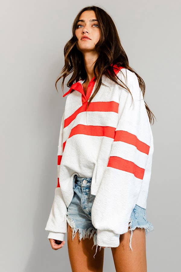 Tabitha Collared Neck Contrast Top
