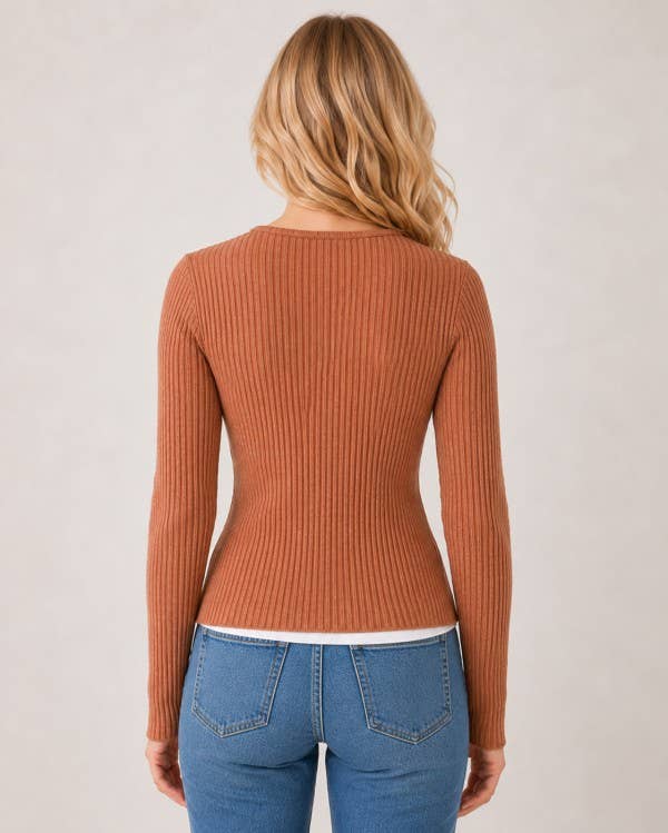 Jasmine Ribbed Button-Up Cardigan
