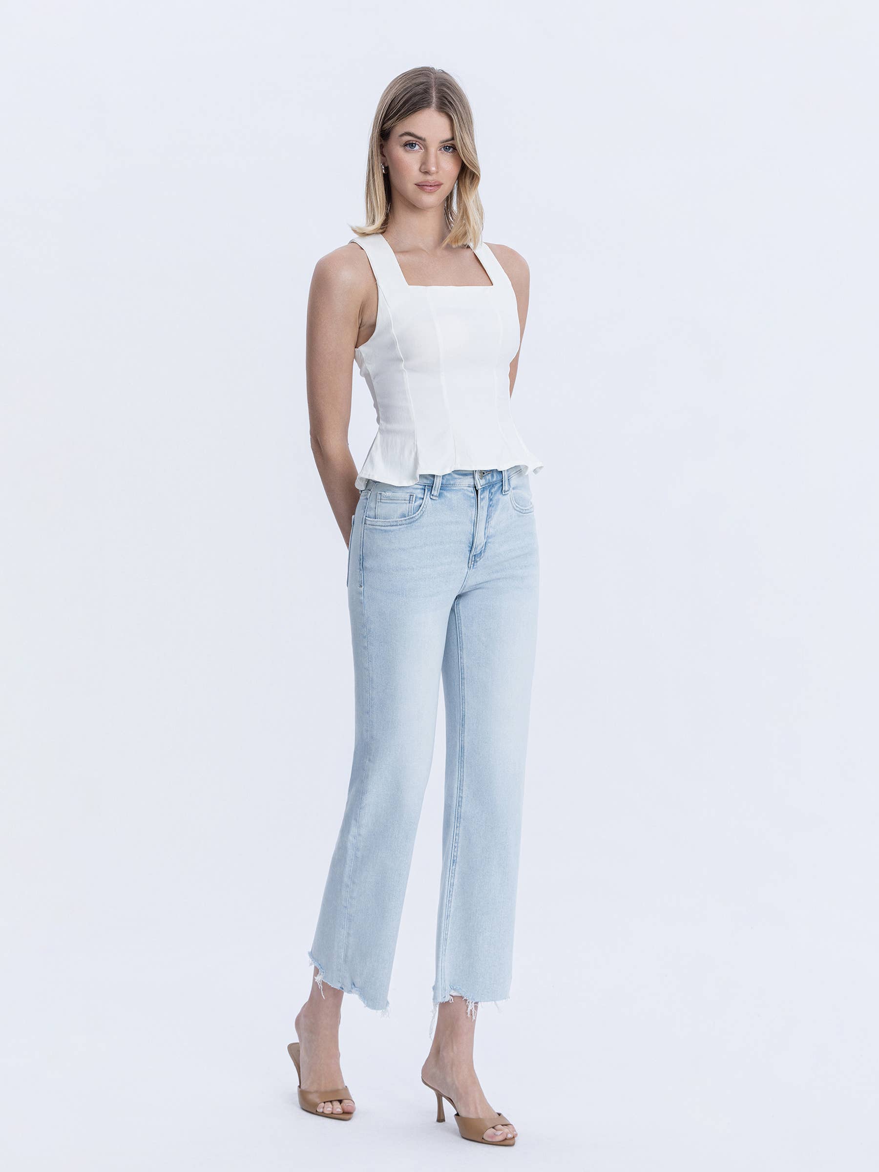 Vervet High Rise Light Wash Slim Wide Jeans
