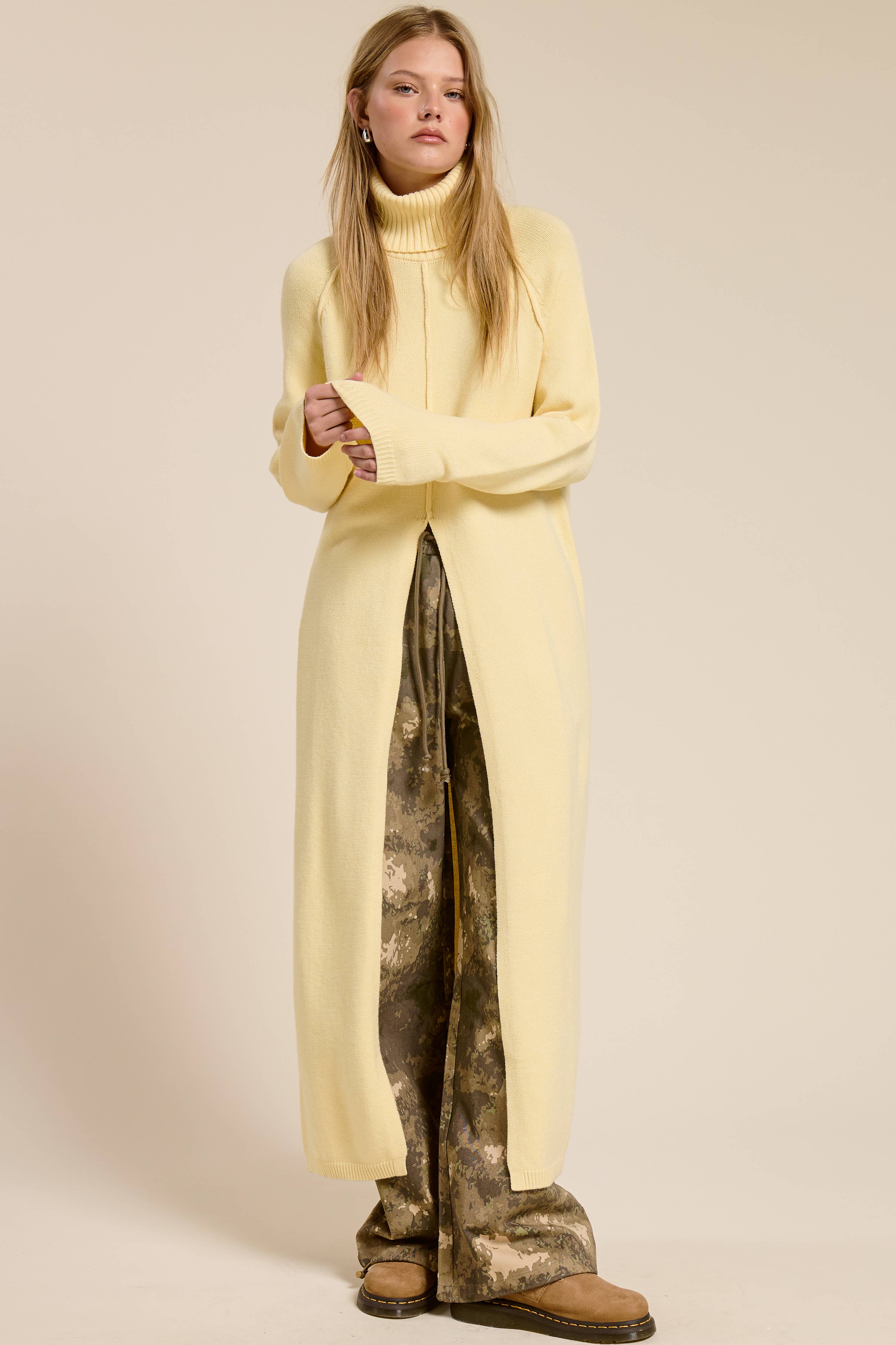 Vale Ribbed Turtleneck Tunic Sweater