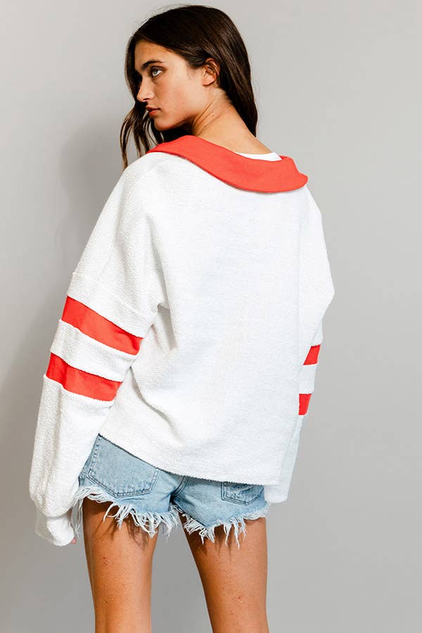 Tabitha Collared Neck Contrast Top
