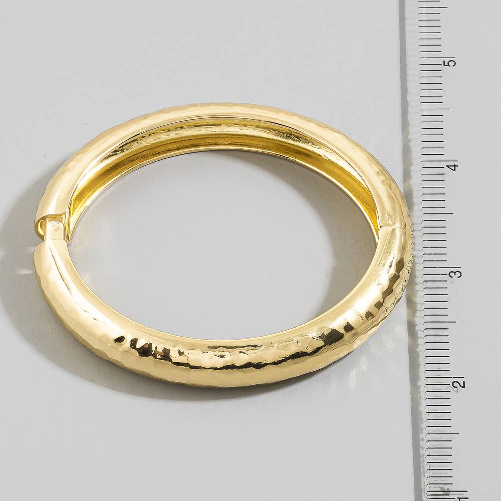 Angela Hammered Dome Hinged Bangle Bracelet