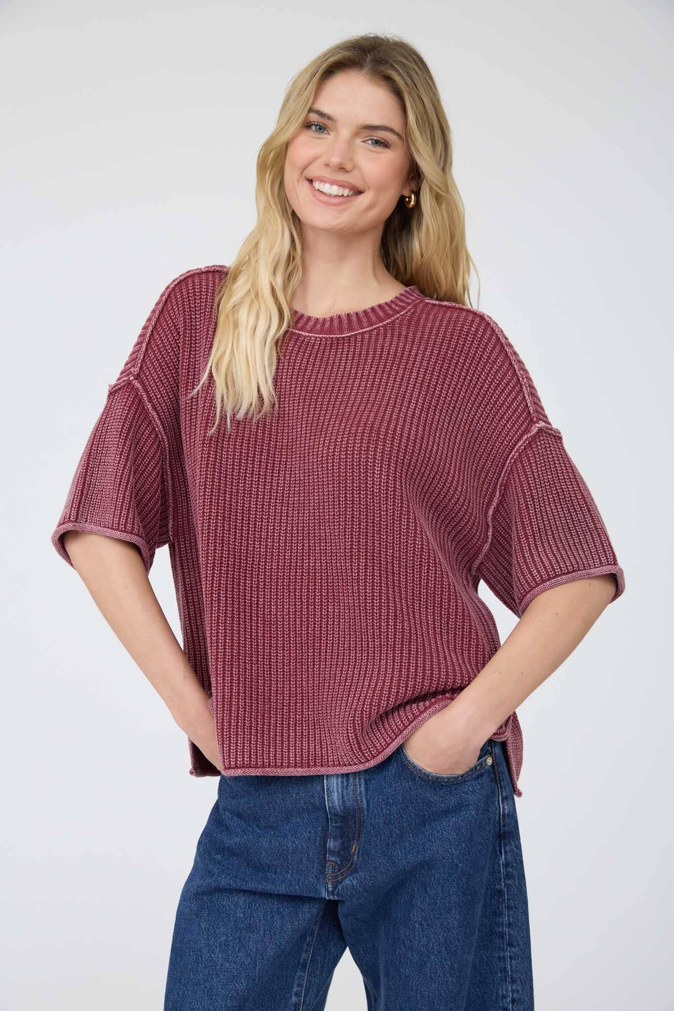 Ashburn Washed Knit Sweater Top