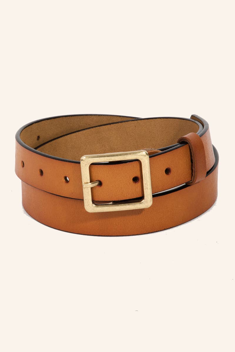 Vee Leather Square Buckle Belt (2 Colors!)