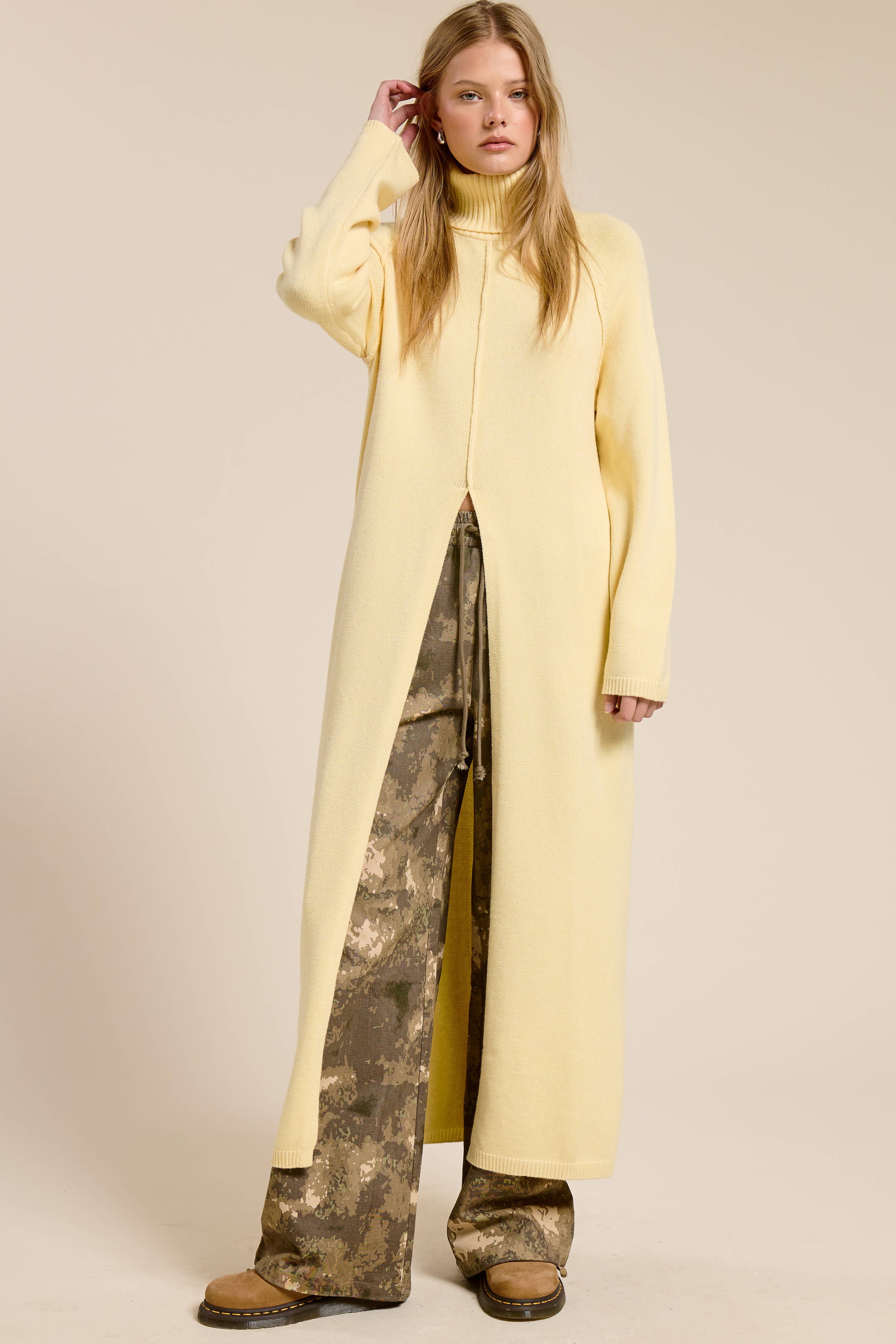 Vale Ribbed Turtleneck Tunic Sweater