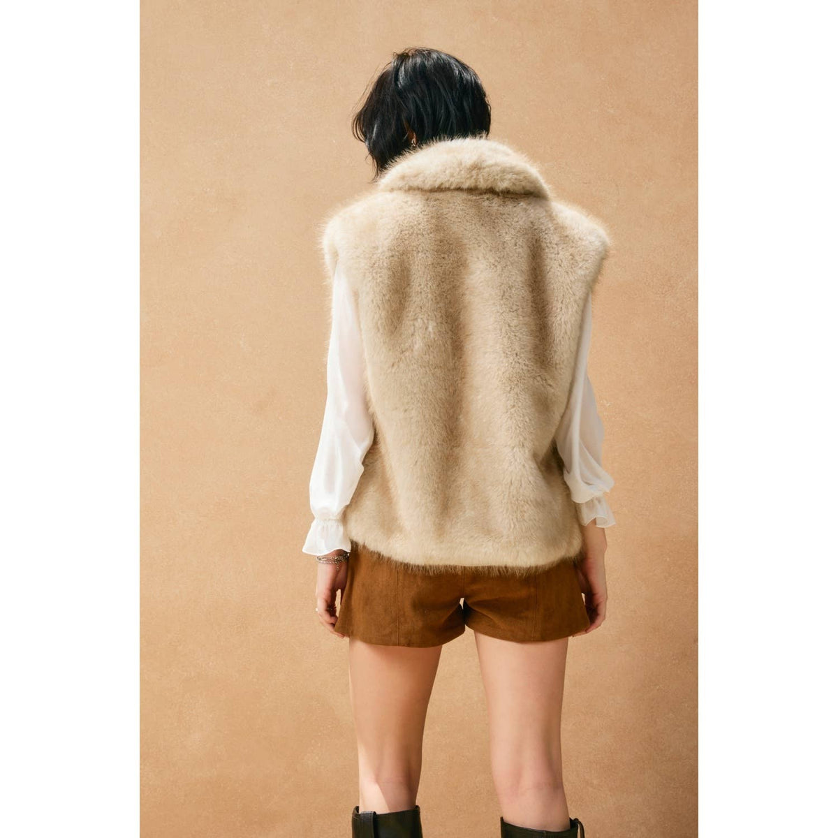 Lenni Snow Angel Collared Furry Vest
